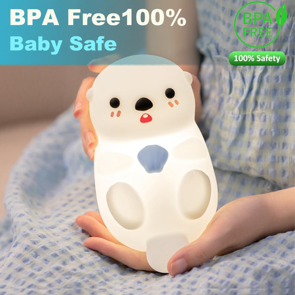 magical JD Otter Night Light - USB Rechargeable Bedside Lamp for Kids, White, Model DS-AX-02