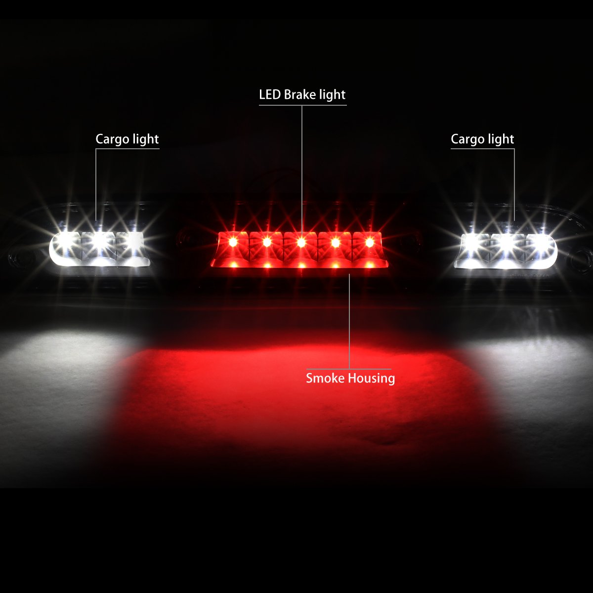 Dna Motoring 3Bl-F15015-Led-Bk-Sm Black Housing Led High Mount 3Rd Third Brake Light [Compatible With 15-20 Ford F150 / 17-20 F250-F550 Sd]