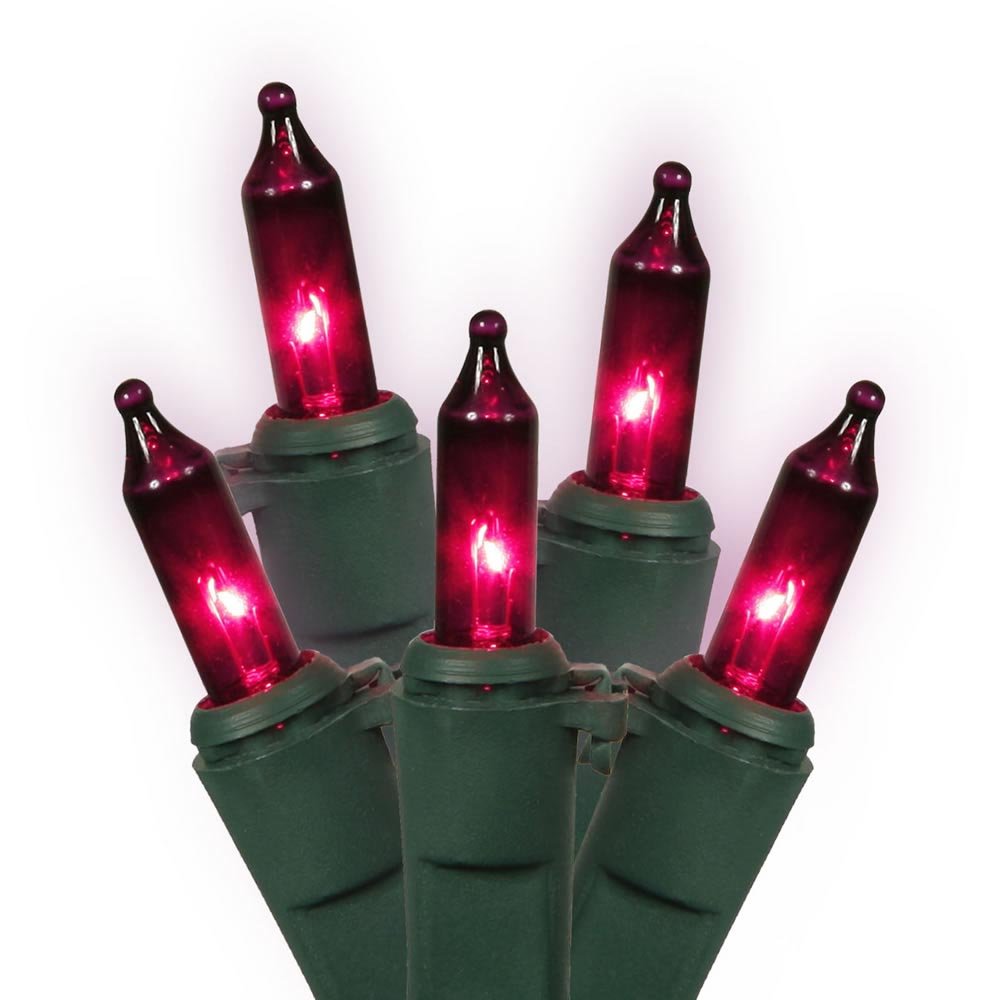Vickerman Mini Light Set Features 100 Bulbs Lights on Green Wire and 4 Bulb Spacing for Indoor/Outdoor Use, 33, Purple