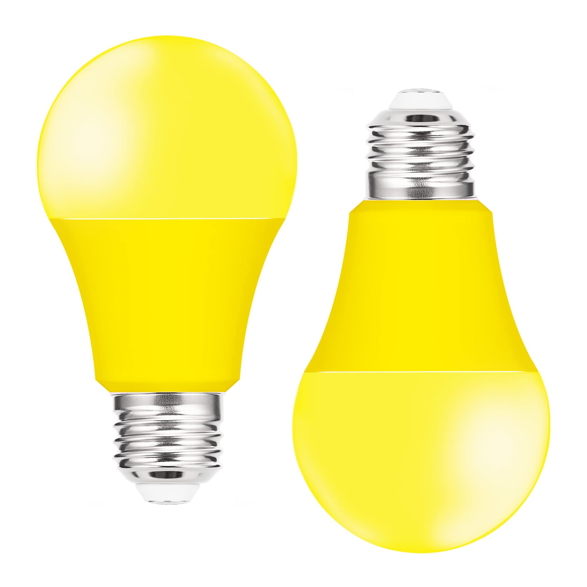 Winbafu Bug Lights For Outside, 75W-100W Yellow Light Bulbs Outdoor Equivalent 9W, Led A19 E26 Base Yellow Colored Bulb For Porc