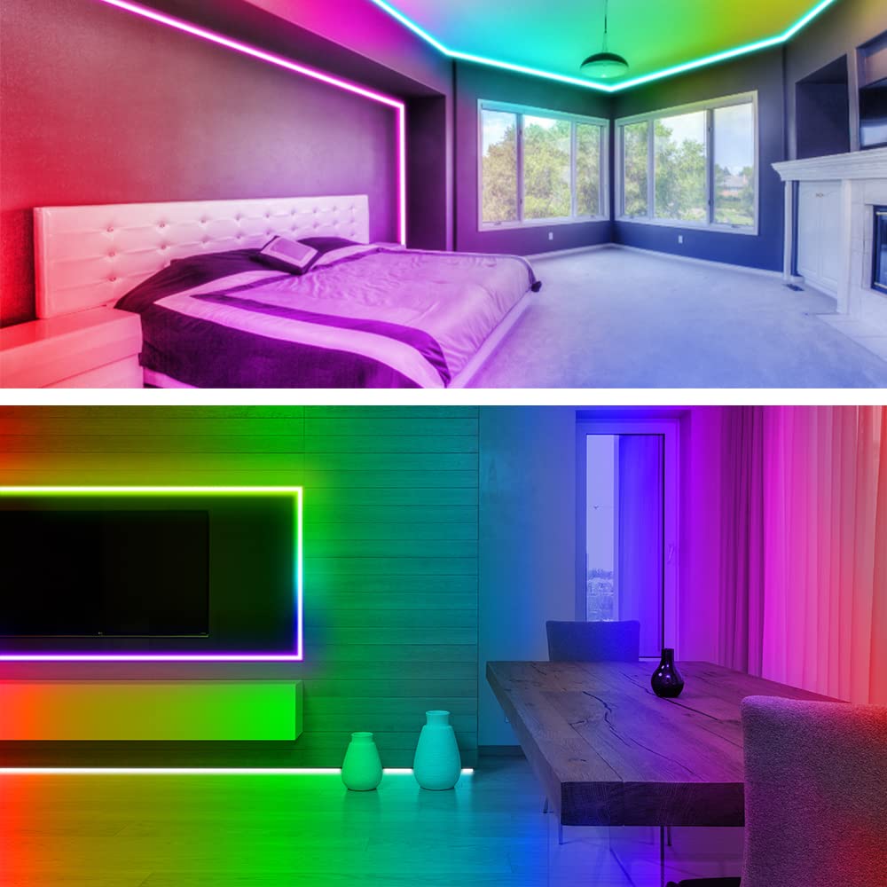 Battery Powered Led Strip Lights 13.2Ft  Led Lights Battery Operated Color Changing Music Sync App Remote Control Rgb Usb Led For Tv  Party  Room Decoration