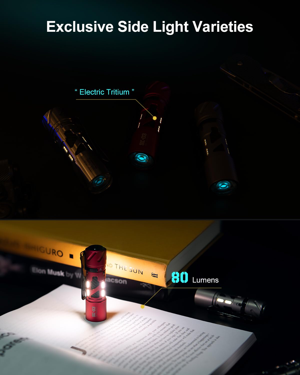 LOOP GEAR SK03 EDC Flashlight Rechargeable 1000 High Lumens, LED Pocket Flashlight with Clip, Supports Fast Charging IP65 Waterp