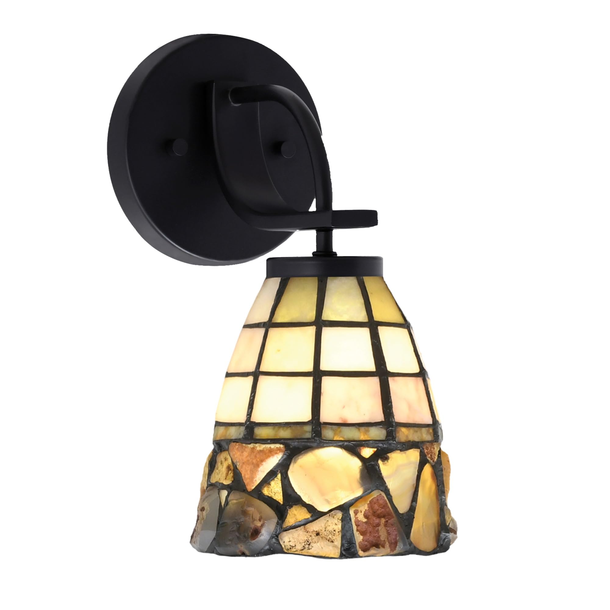 Cavella 1 Light Wall Sconce Shown In Matte Black Finish With 7" Cobblestone Art Glass