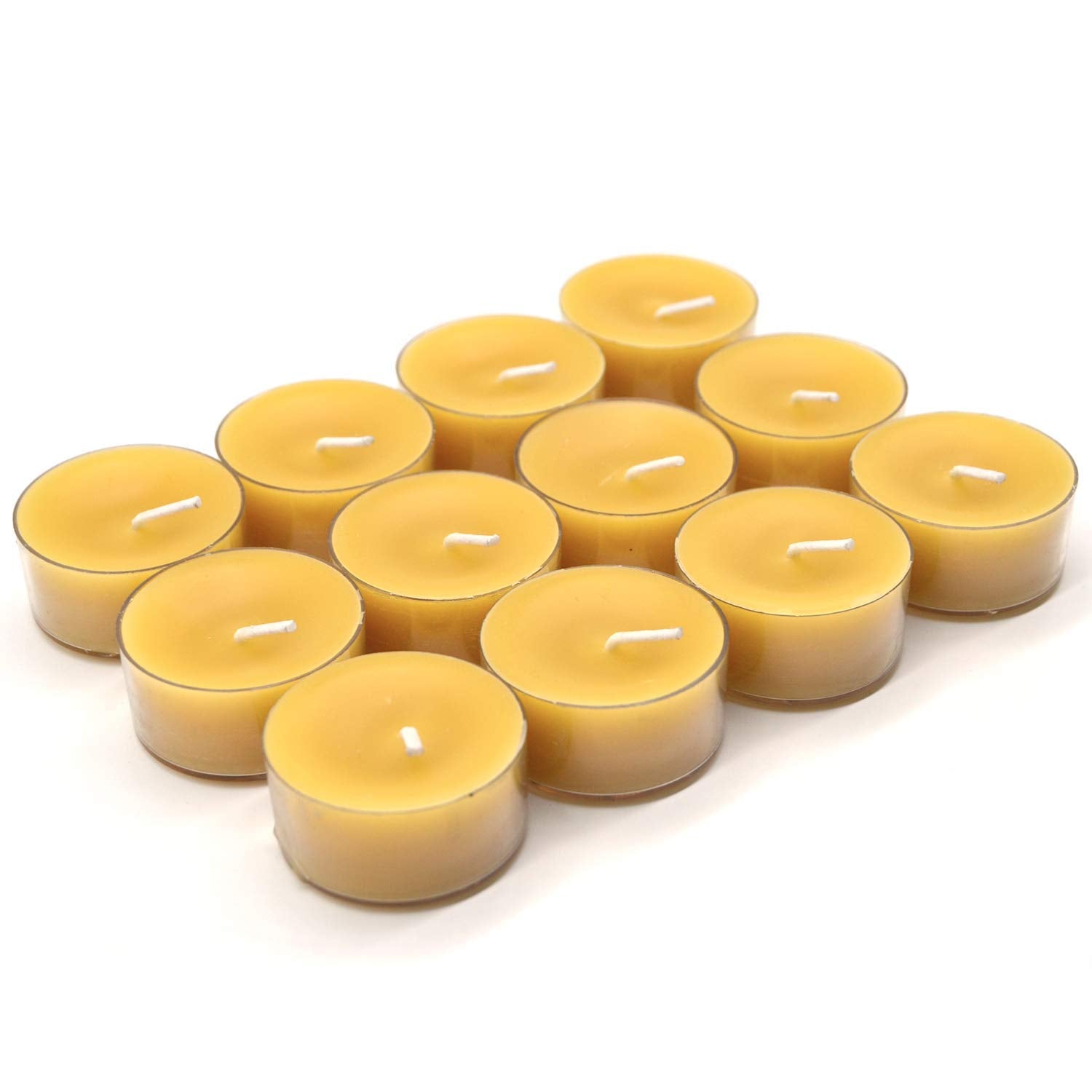 Natural Yellow Beeswax Tealight Candles - 12Pcs - Organic Candle Natural Scent Smokeless Clean Burning