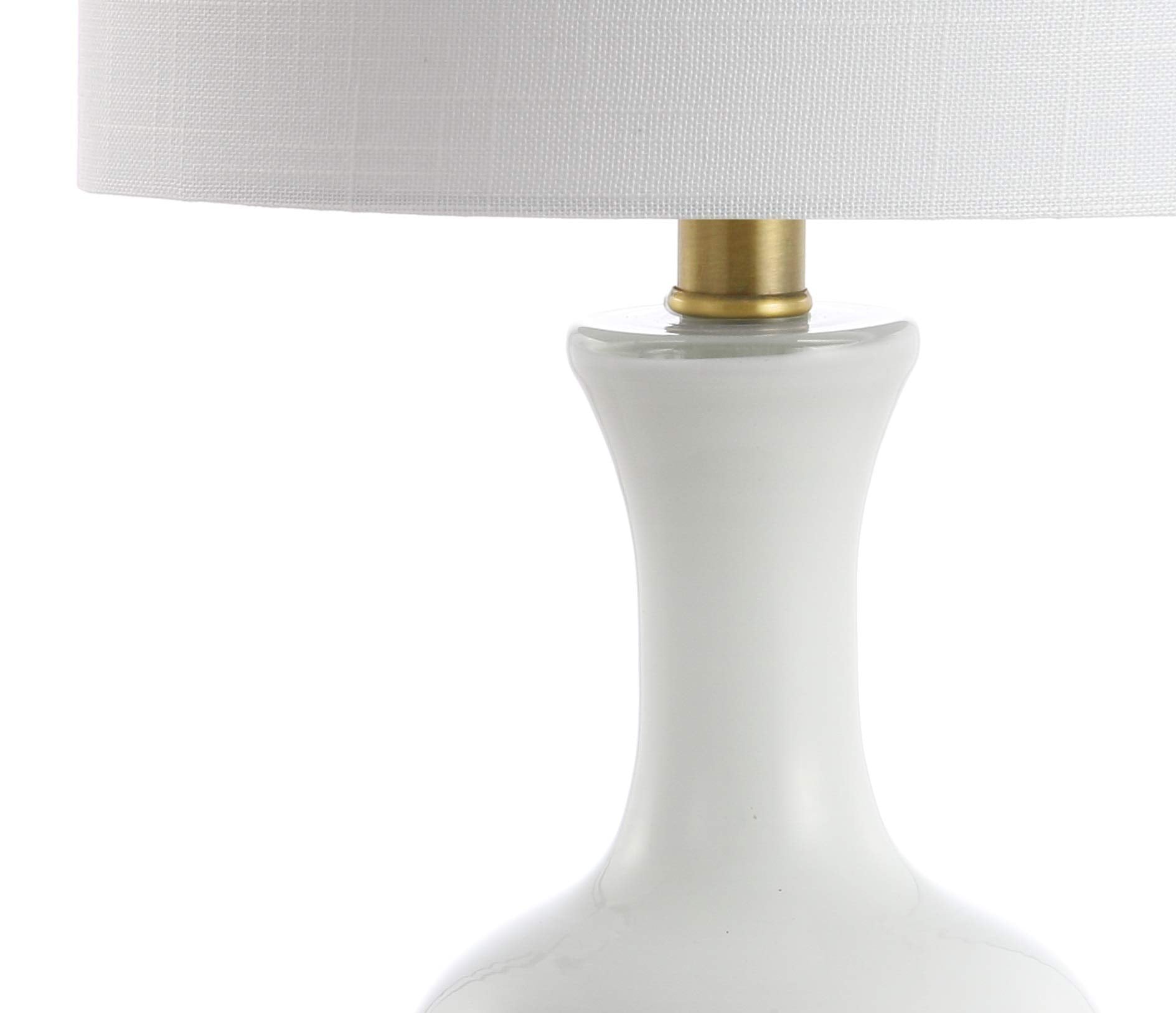 JONATHAN Y 22in Glass/Metal LED Table Lamps Set of 2, Contemporary Nightstand Lamps, White/Brass Gold, Model JYL4033A-SET2