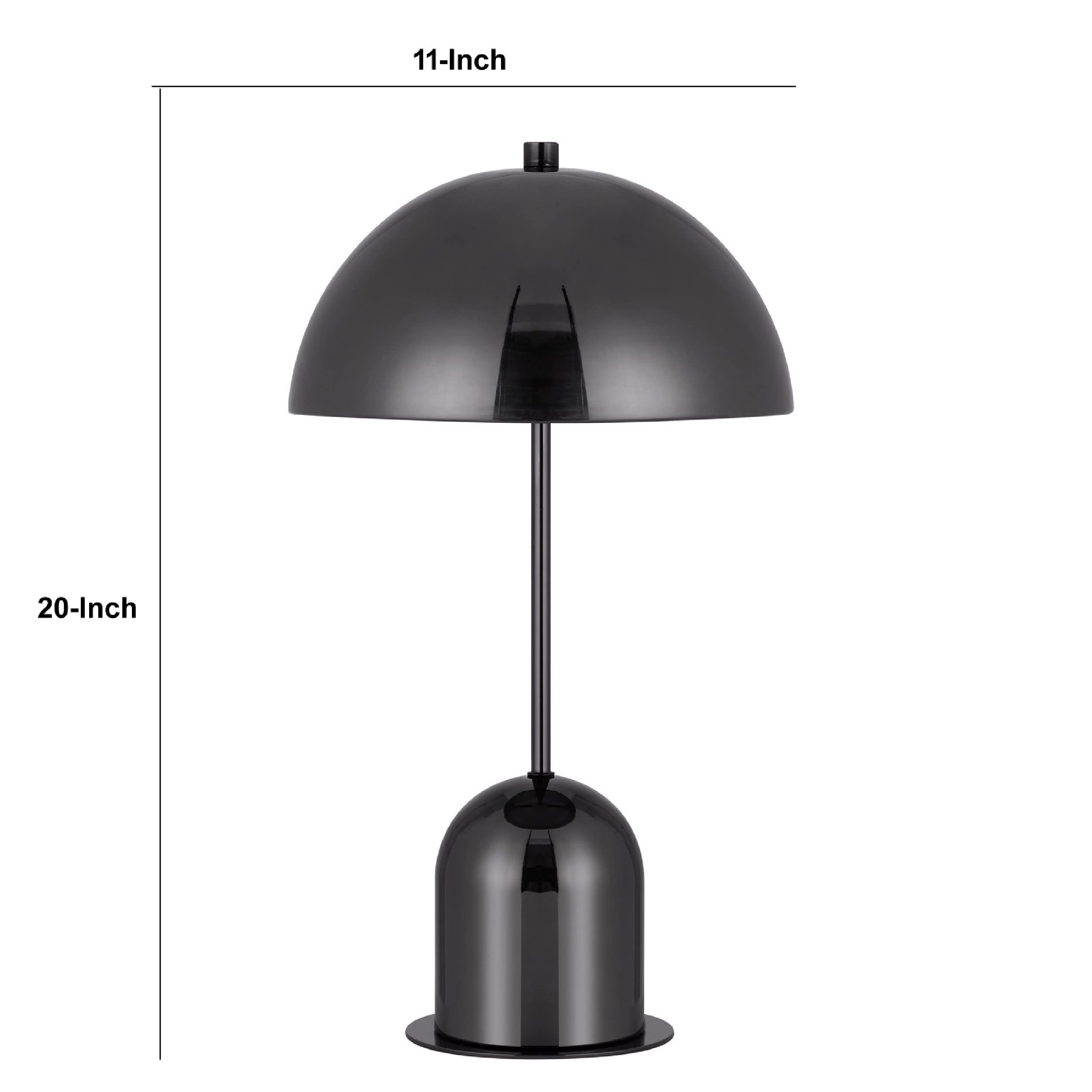 Benzara Metal Accent Table Lamp, 20 Inch, Dome Shade, Black, Model BM271963
