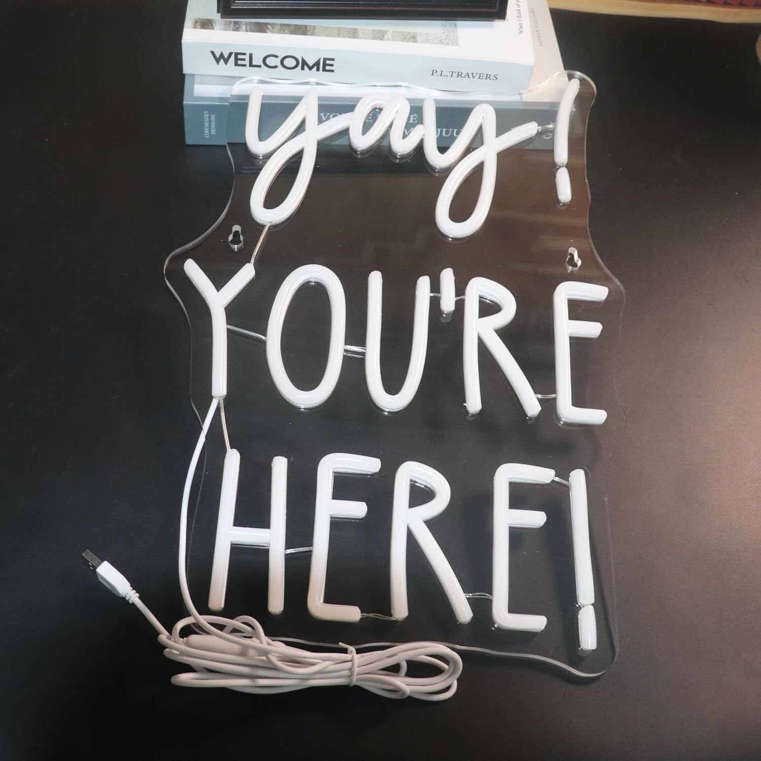 Led Yay! YouRe Here! Neon Sign  Positive Quotes Decorative Neon Lights For Home Room Classroom Wall Decor  Office Wall Decor Neon Light Sign  Christmas Birthday Gift Thanksgiving Gift(Warm White)
