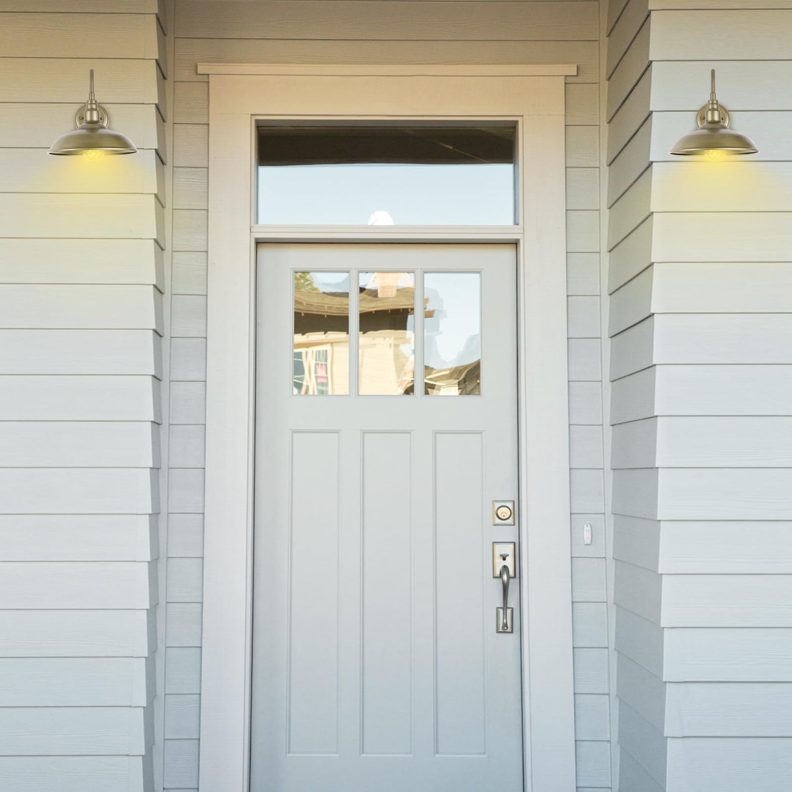 Goalplus Brass Outdoor Gooseneck Light, 10'' Diameter Gooseneck Barn Wall Sconce For Porch, Exterior Waterproof Farmhouse Light