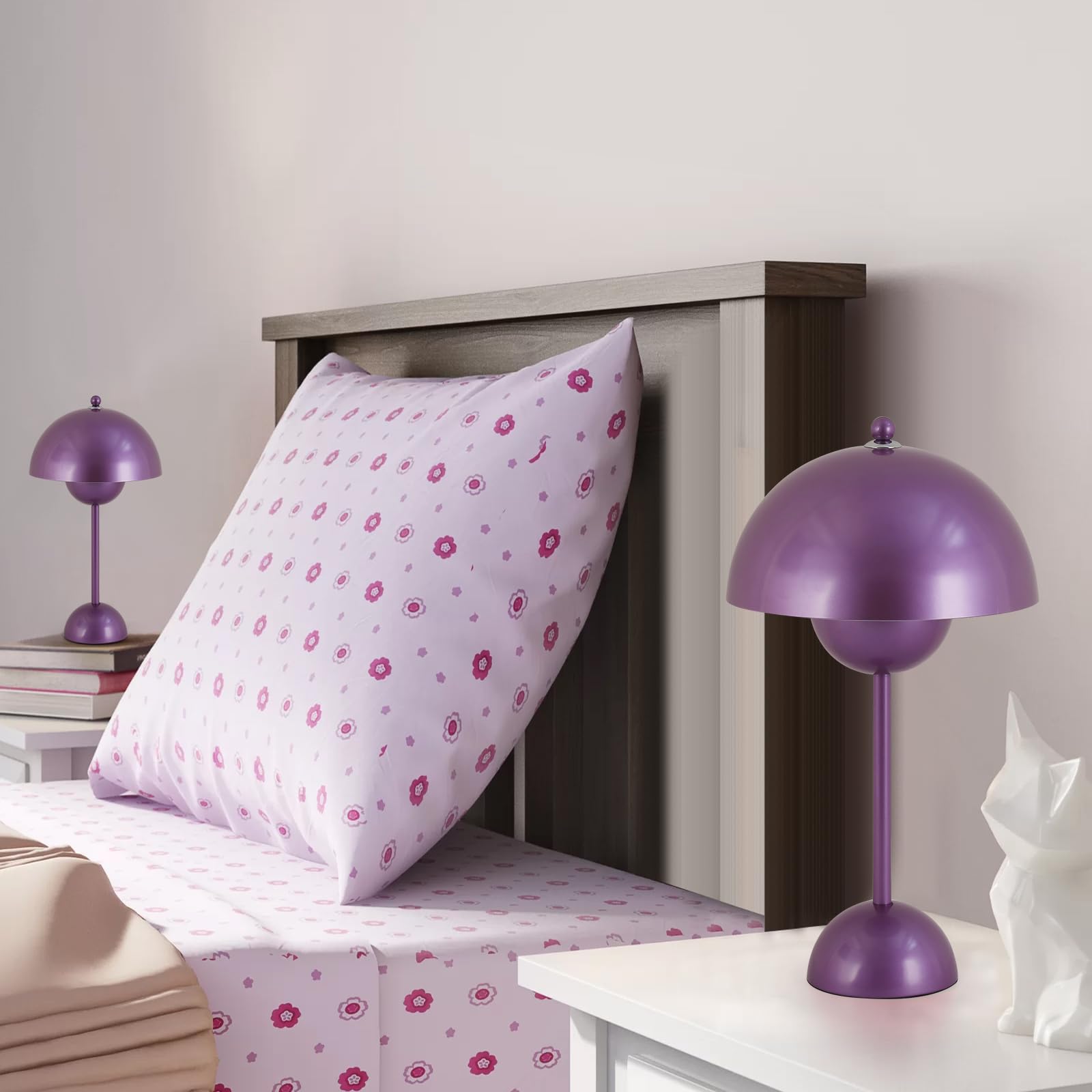 COSYLUX Modern Table Lamp for Bedroom, Metal, Dome Shade, Pearl Purple