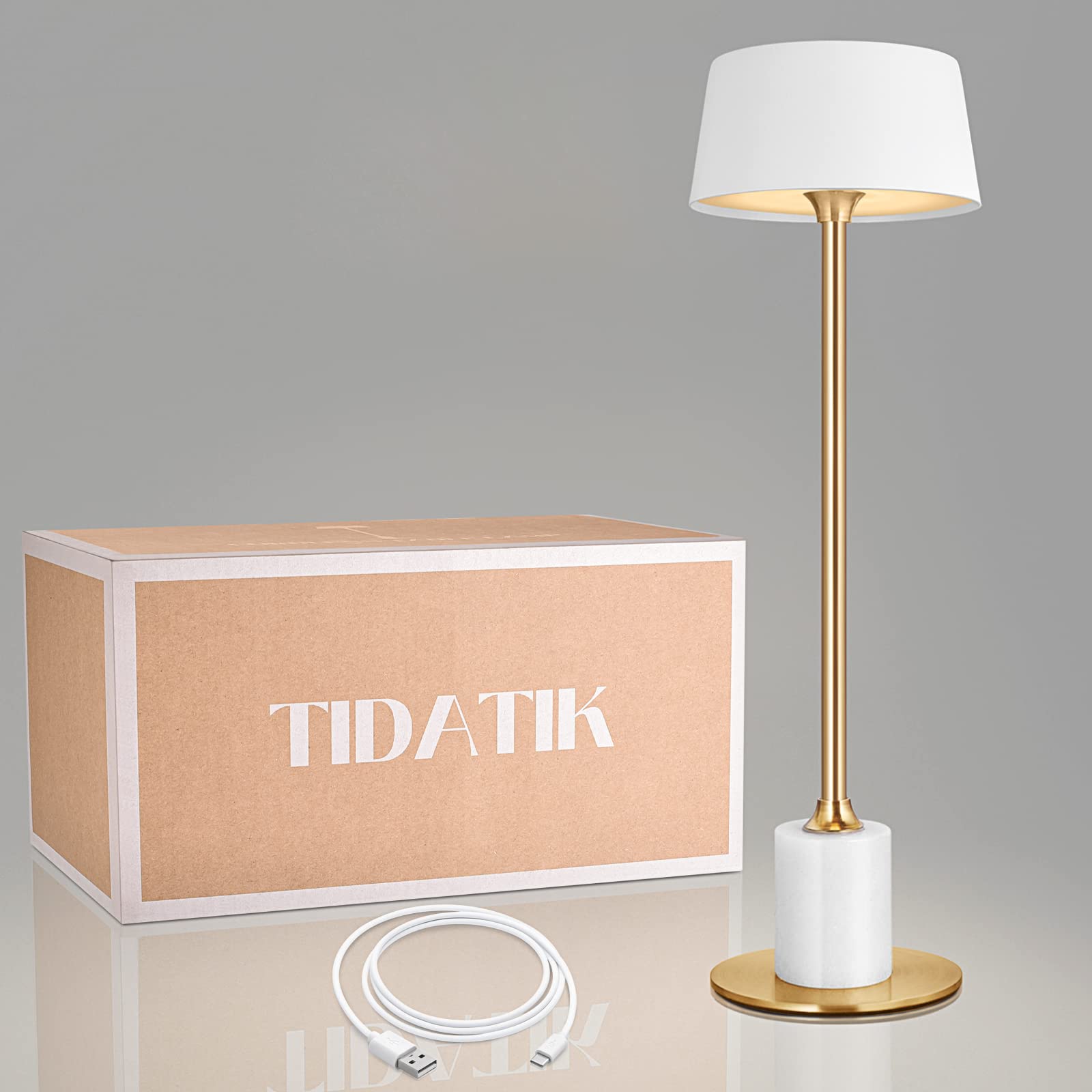 TIDATIK Cordless Table Lamp,Rechargeable and Battery Operated, Powered by 4000mAh Battery, 42-Hour Run Time, 3 Level Dimmable, W