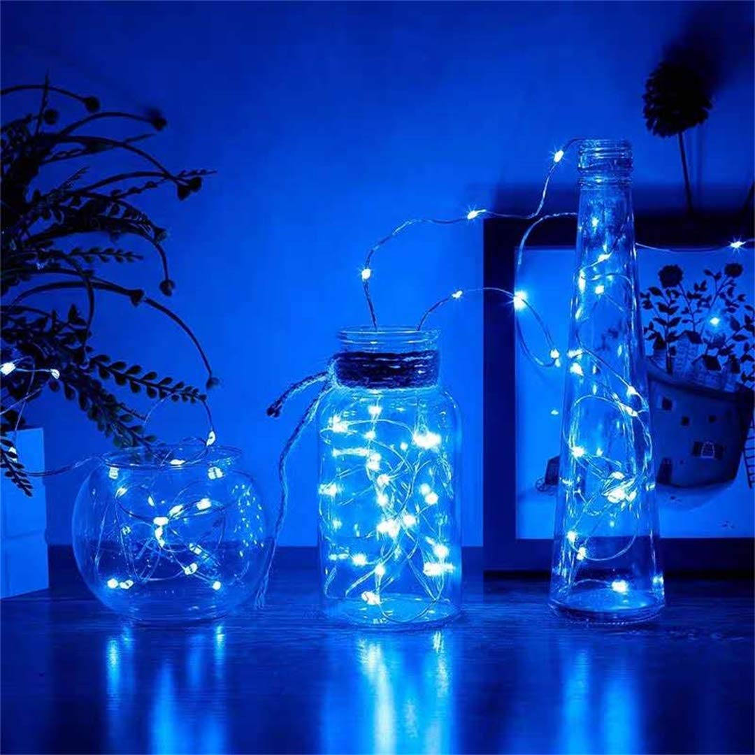yongzhenlite 4 Pack Battery Operated LED Fairy Lights with Timer, 10 Feet, Blue, Indoor Mini Lights for Wedding & Holiday Decoration