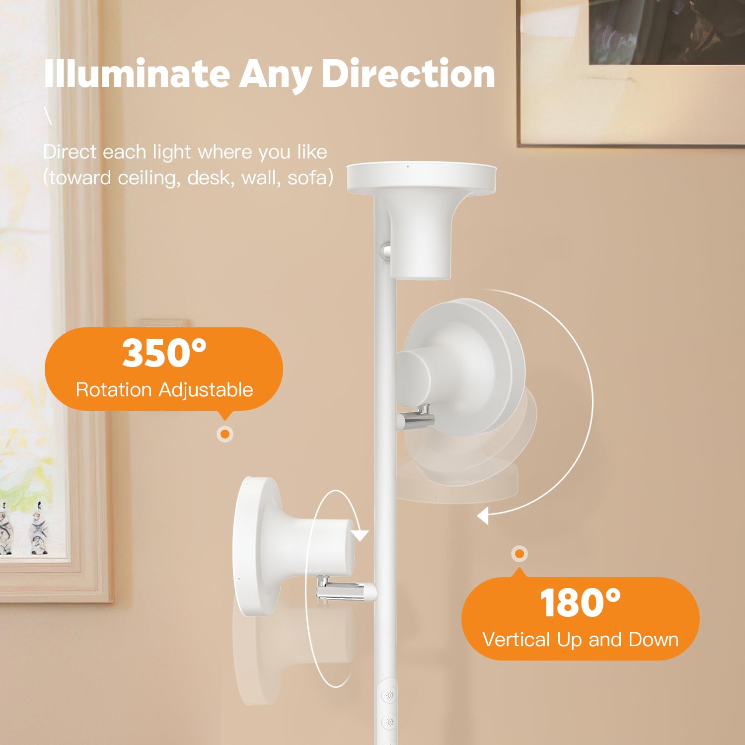 SIBRILLE 36W LED Tree Floor Lamp, Dimmable with Remote & Touch Control, 4 Color Temperatures, White, Model FLH-036-F1