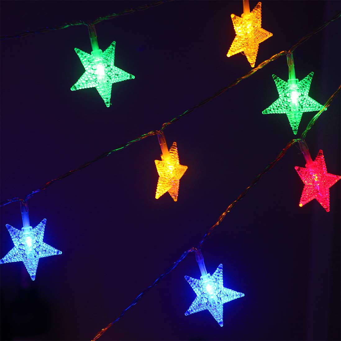 Xingpold Star String Lights Battery Operated,16.4Ft 50Led Waterproof Fairy Lights,Battery Powered Christmas Lights With 8 Modes Remote Control & Timer For Indoor Outdoor Bedroom Tent Party Multicolor