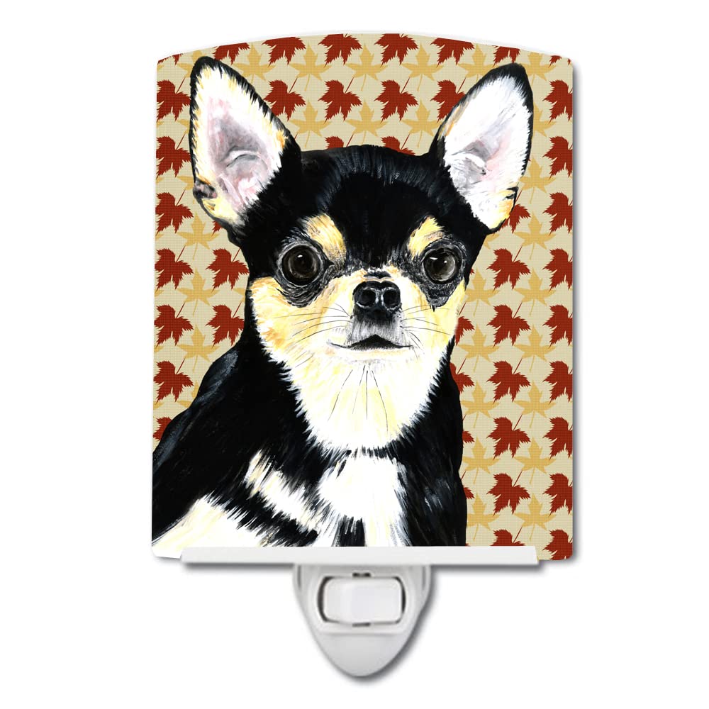 Carolines Treasures Ceramic Night Light, Chihuahua Fall Leaves, UL-Certified, 6x4x3in, Multicolor, Model SC9239CNL
