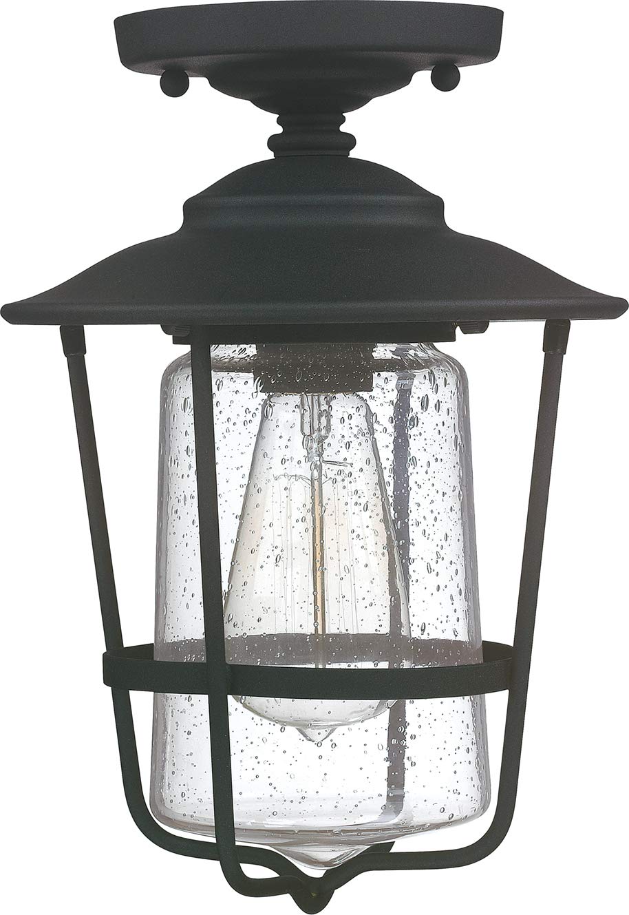 Capital Lighting 9607BK Creekside Outdoor Semi Flush Ceiling Light, 1-Light, 100W, 12inH x 8inW, Black, Metal