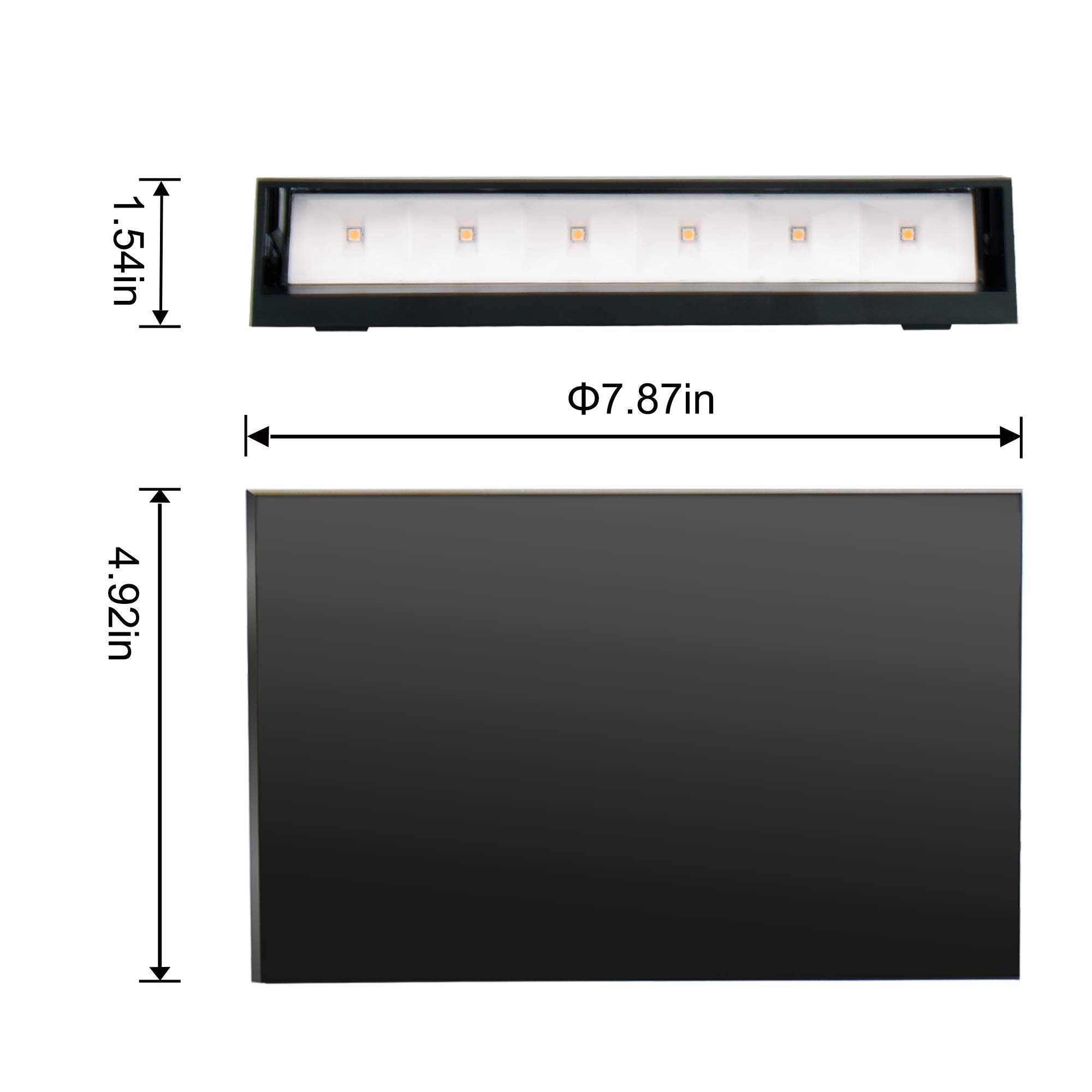 FUDESY LED Wall Sconce, Modern Indoor Outdoor Light Fixture, 3000K Warm White, Black Plastic, 2-Pack