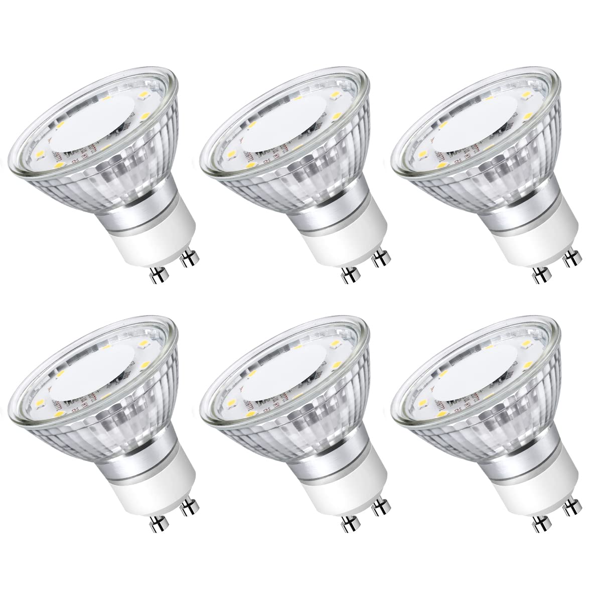 Lepro GU10 LED Light Bulbs, 4W Non-Dimmable, 5000K Daylight White, 6 Count, Glass