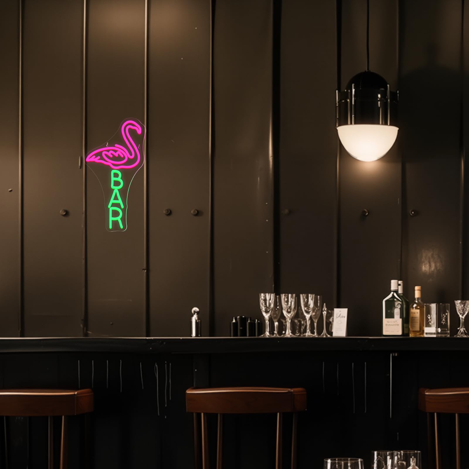Lucunstar Flamingo Bar Neon Sign Bar Led Light Up Sign For Wall Decor Dimmable Usb Powered Animal Neon Light For Wine Led Man Cave Art Signs Decor Gifts For Teens