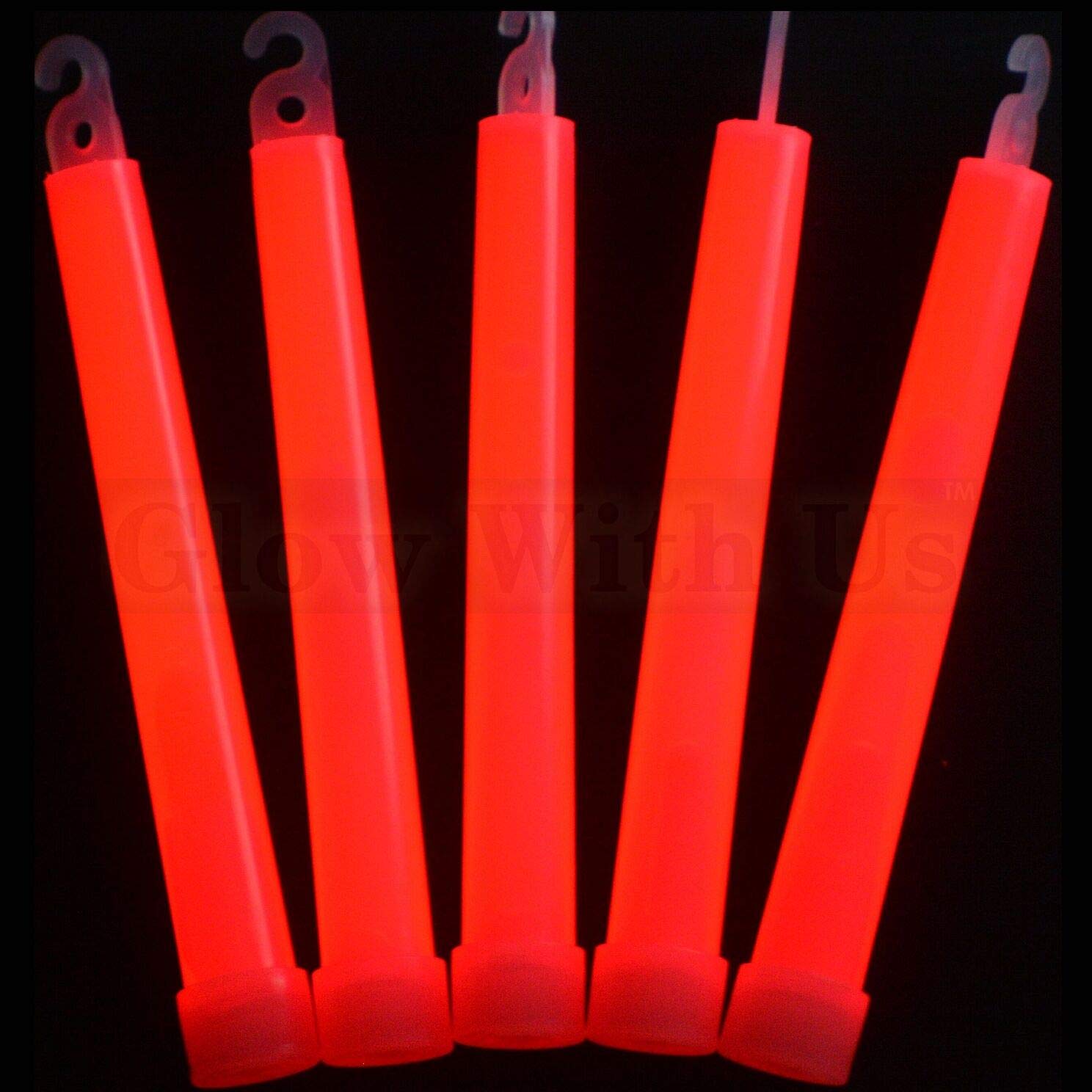 Glow Sticks Bulk Wholesale, 25 6” Industrial Grade Red Light Sticks. Bright Color, Glow 12-14 Hrs, Safety Glow Stick With 3-Year Shelf Life, Glowwithus Brand
