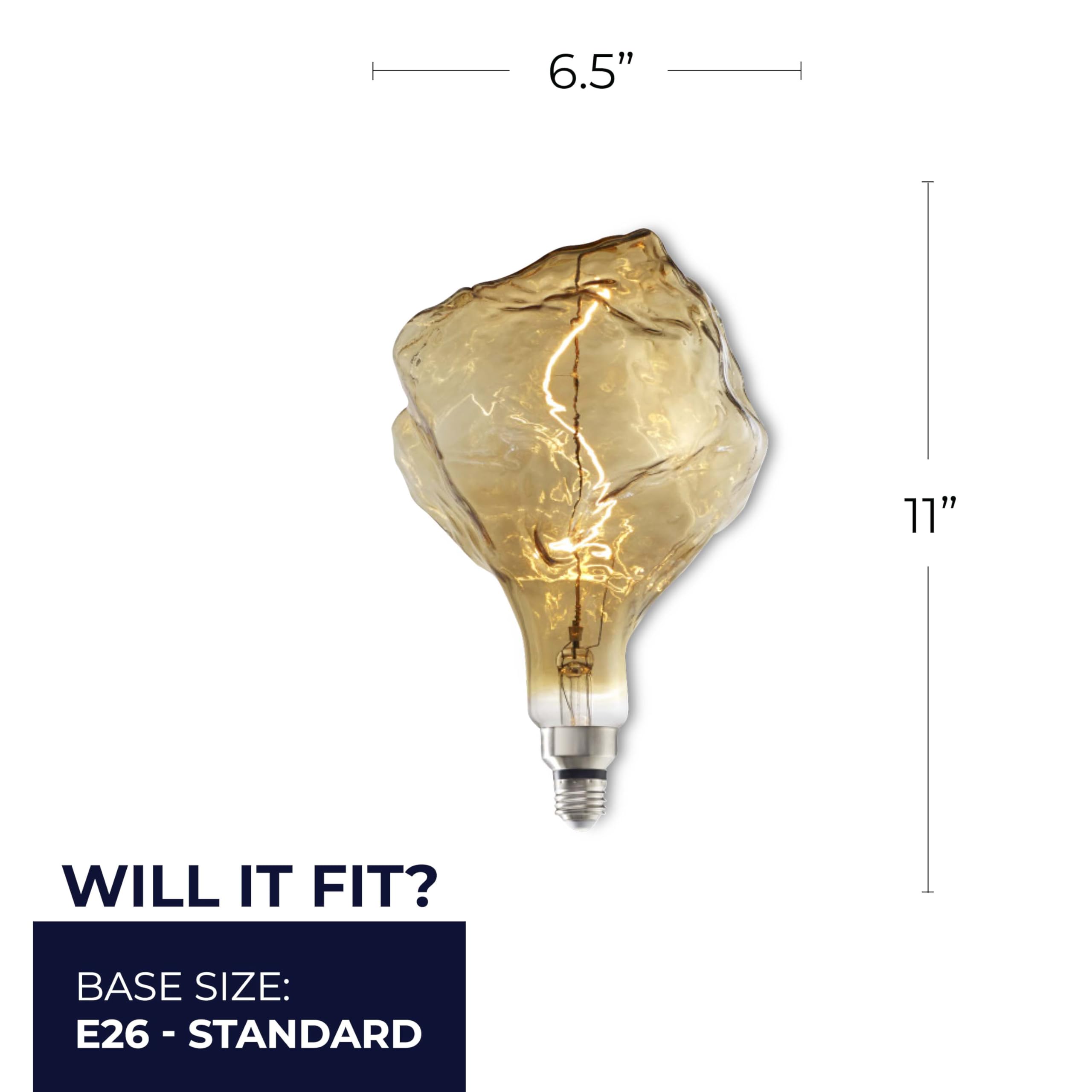 Bulbrite LED Grand Oversized Edison Bulb, 60W Equivalent, Antique Glass, Medium Base (E26), 2000K, Model 776316, 1 Count
