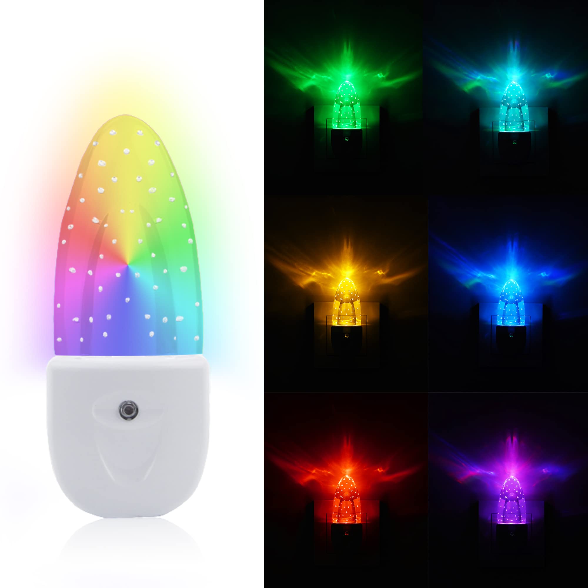 Color Changing Night Lights Plug into Wall, 4 Pack, RGB Led Nightlights with Light Sensors, Plug in Night Light for Kids Room, B