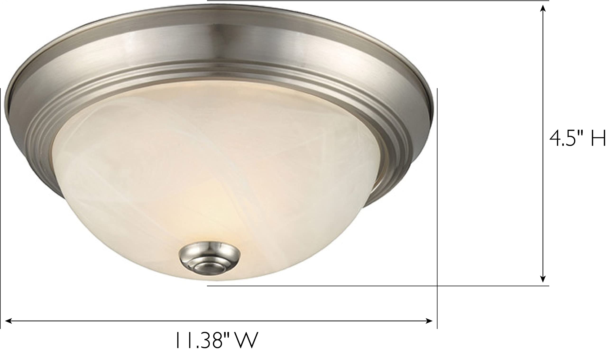 Design House 587527 2-Light Indoor Ceiling Light, Satin Nickel, 11-Inch, Alabaster Glass, Dimmable, 2 Count (Pack of 1)