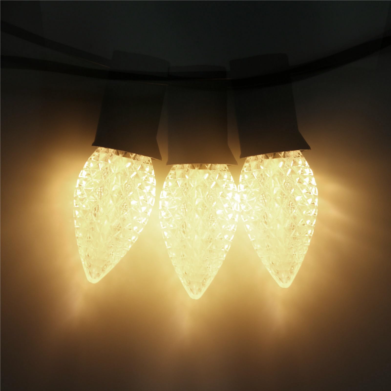 Meconard C7 LED Christmas Light Bulbs, Warm White, 50 Pack, Shatterproof, E12 Base, Commercial Grade