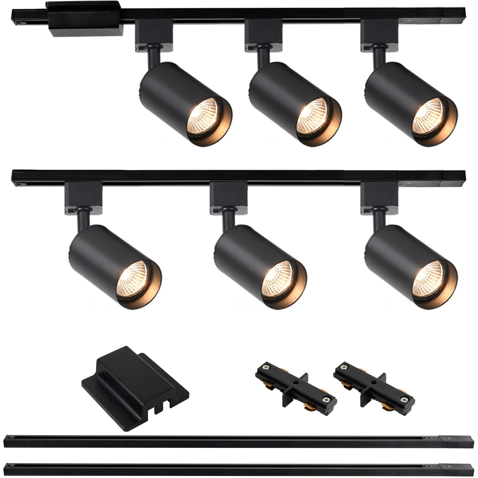 Hiiglxii 6-Light Led Track Lighting Kit With 6.6Ft H Track Lighting Rails & Floating Canopy Connector  Gu10 Track Light Kit  Modern Kitchen Track Lighting Fixtures Ceiling Spot Light  Black (No Bulbs)