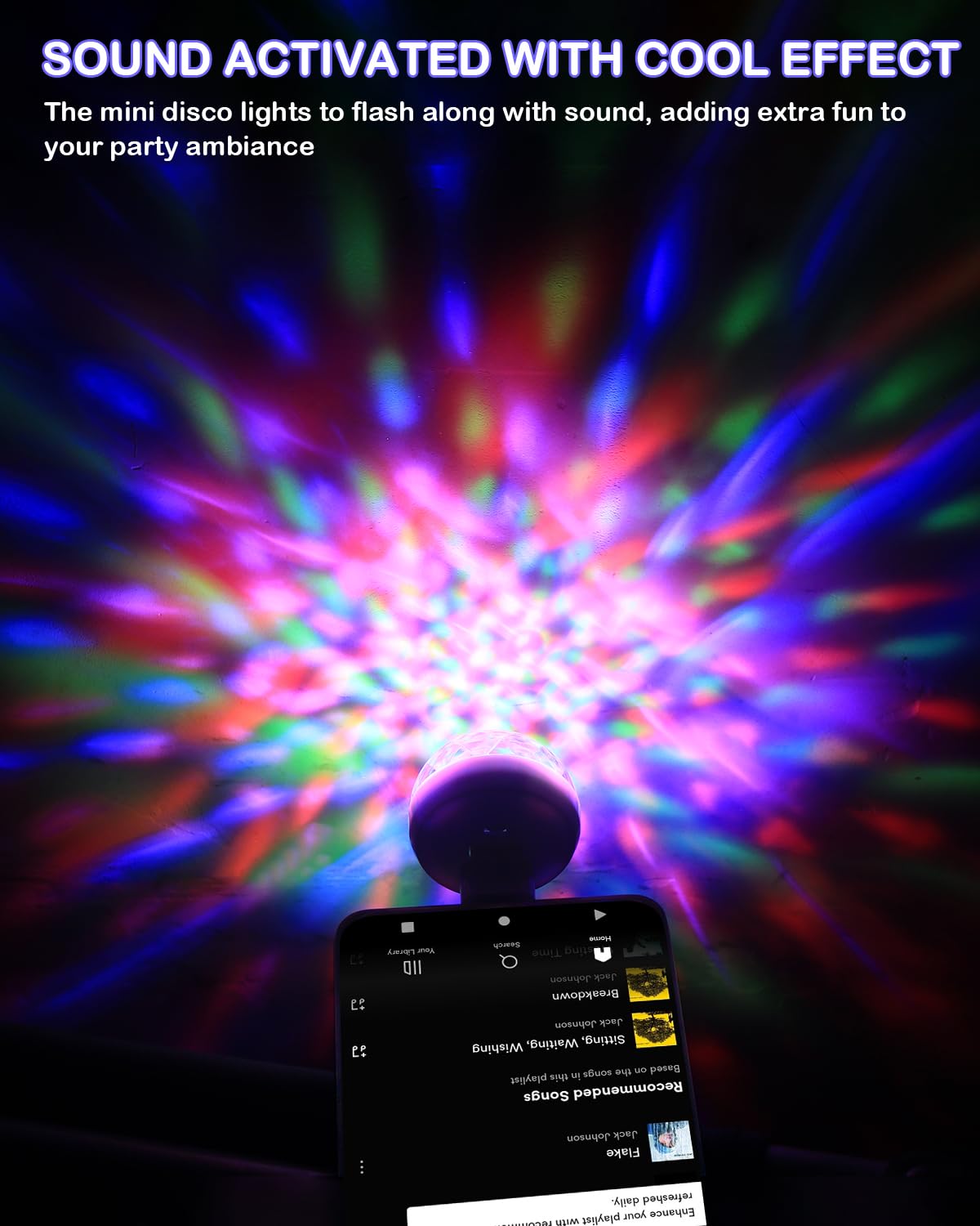 Luditek USB Mini Disco Ball Light, Sound Activated, 3 Packs, White, Plastic, Model GT159