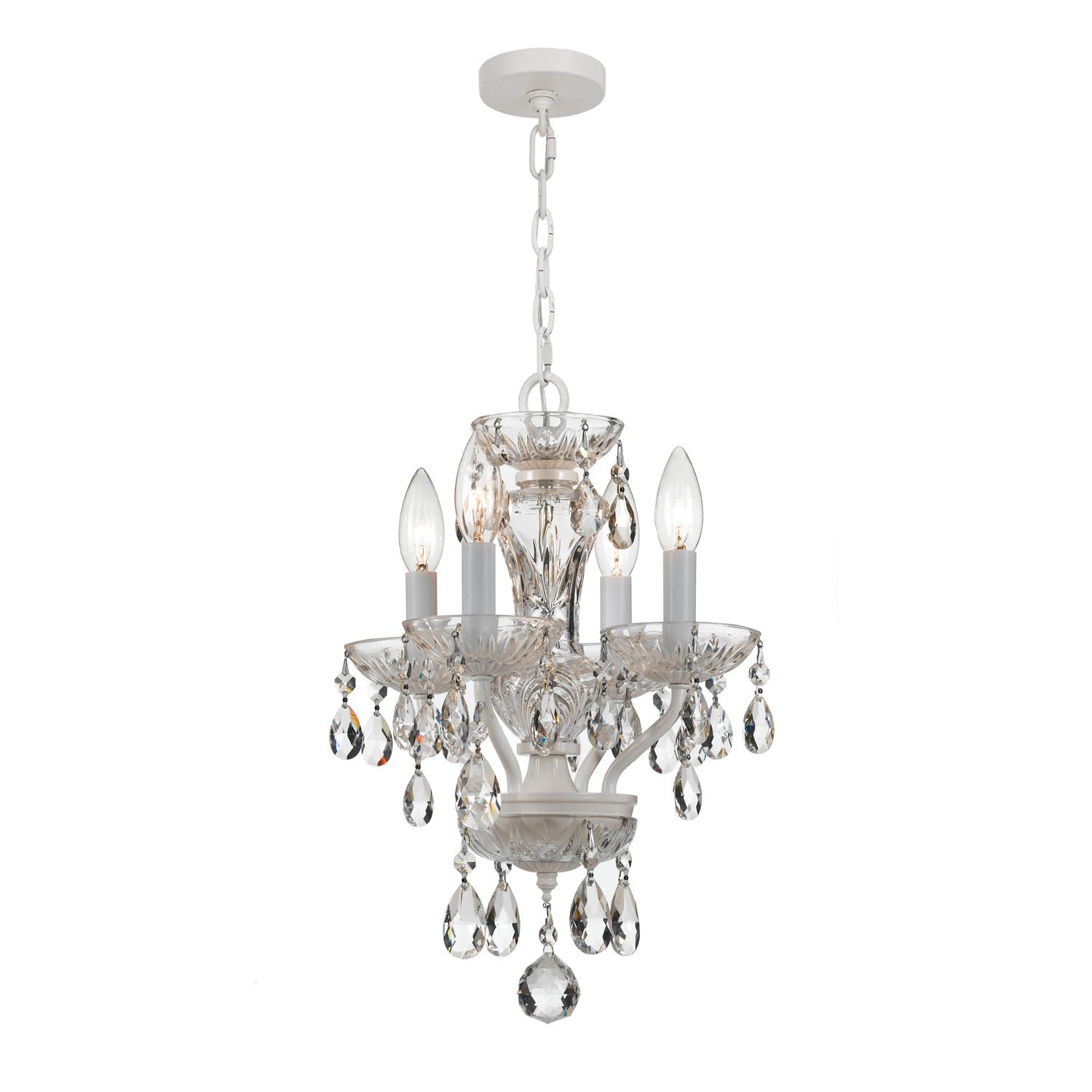 Crystorama Traditional Mini Chandelier 4 Light Hand Cut Crystal Wet White Model 5534-WW-CL-MWP