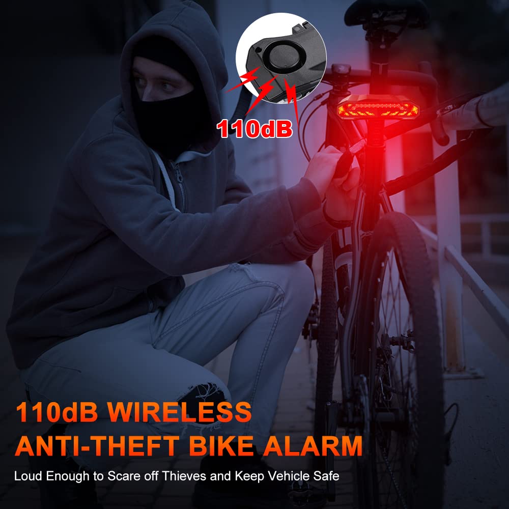 Onvian Smart Bike Tail Light with Turn Signals, USB Rechargeable, IP65 Waterproof, Model KS-SF31, Black