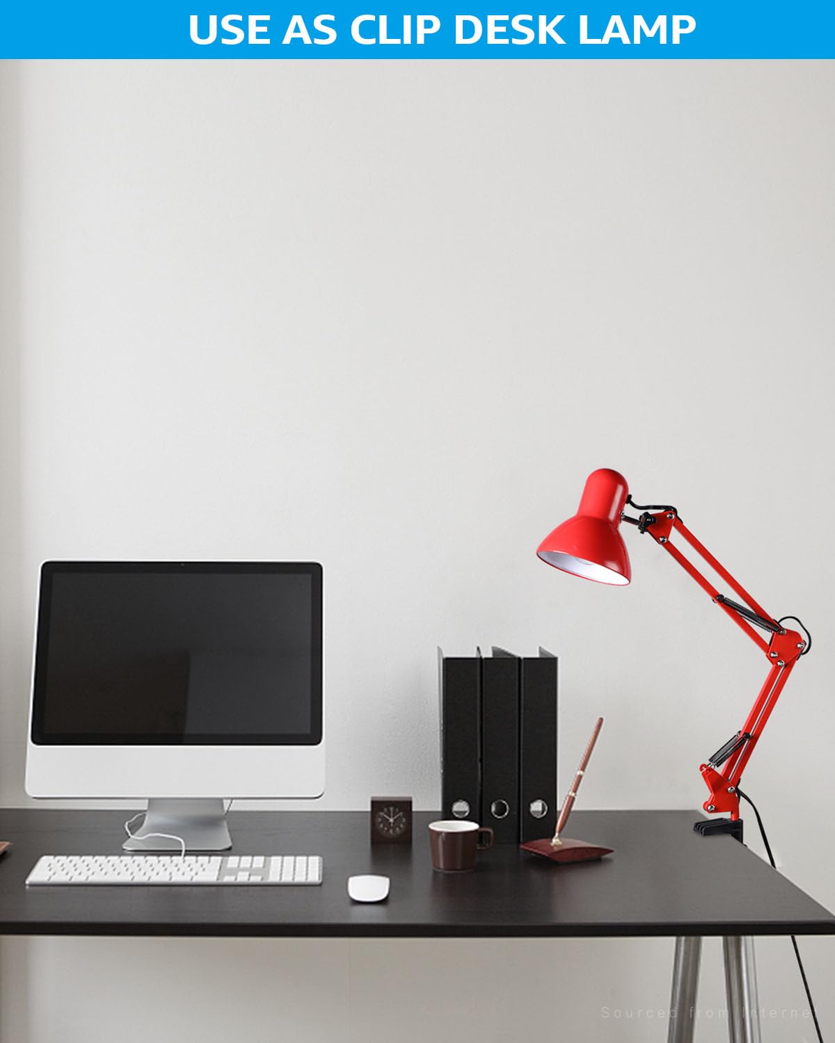 TORCHSTAR Metal Desk Lamp, Adjustable Gooseneck, Red, E26 Base, Architect Design, Model R2-ATSADEK-40WMRED-V2