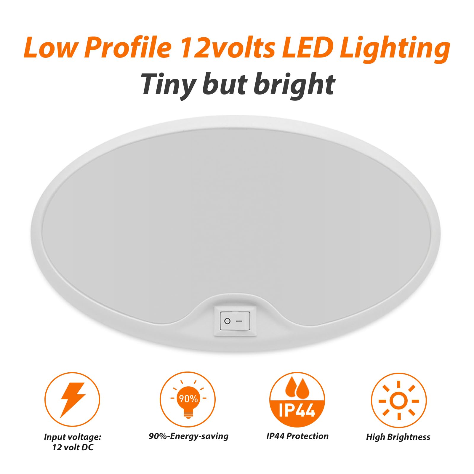 Dream Lighting 12V Led Rv Ceiling Dome Light Rv Interior Lighting For Trailer Camper With Switch, Cool White-5500K 390 Lumens