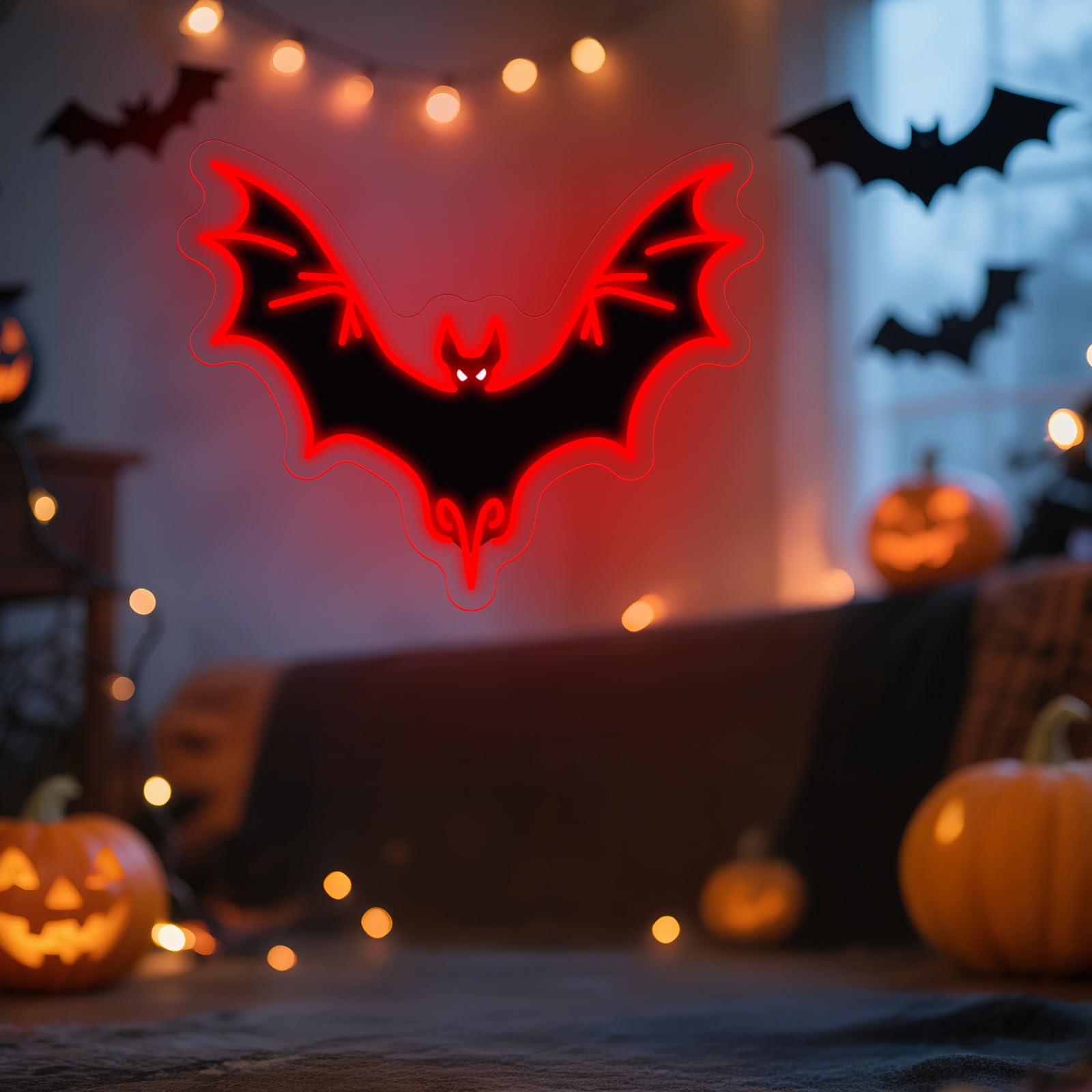 Halloween Bat Neon Light  Halloween Bat Decor Sign Wall  Horror Decor Neon Sign  Gift For Boys  Led Light Gothic Room Decor  Teen Girls Preppy Room  Man Cave  Gift For Boys-Red