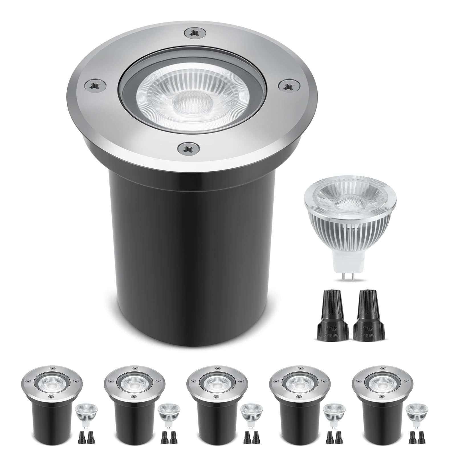 Gardencoin Low Voltage Landscape LED Well Lights, 12V in Ground Lights Outdoor IP67 Waterproof, 4.3 inch Wired Landscape Up Ligh