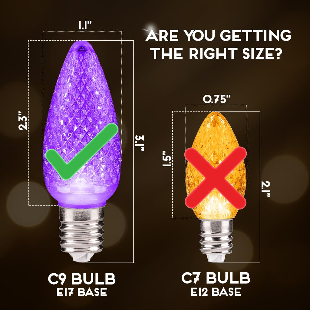 Hlo Lighting Set Of 500 C9 Led Christmas Lights | Multi-Colored (R  G  B  Y  P) C9 Led Light | Faceted Bulbs For Indoor & Outdoor Use | Christmas Outdoor D?Coration