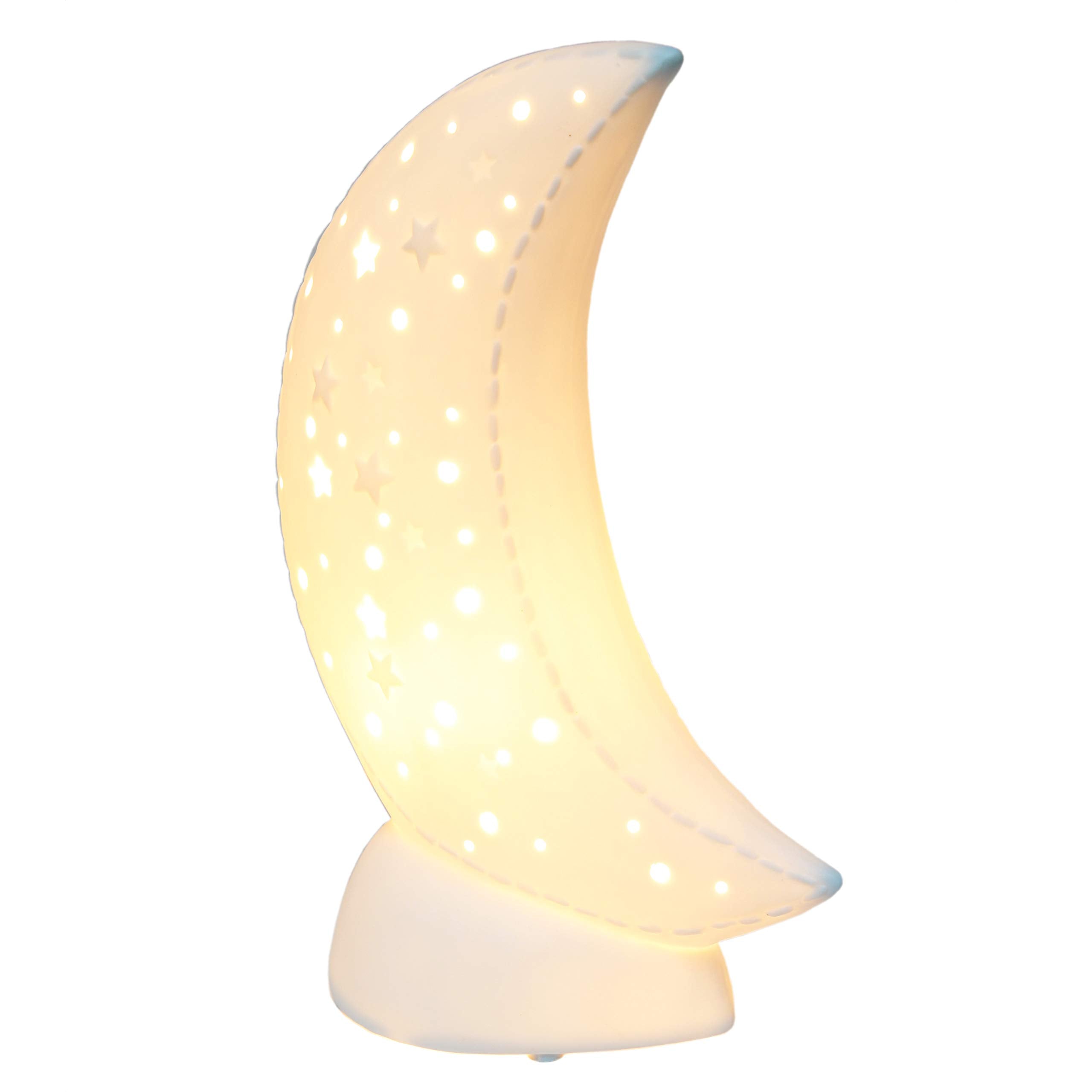 Simple Designs LT3338-WHT Porcelain Crescent Moon Night Light Lamp, White, Pack of 1