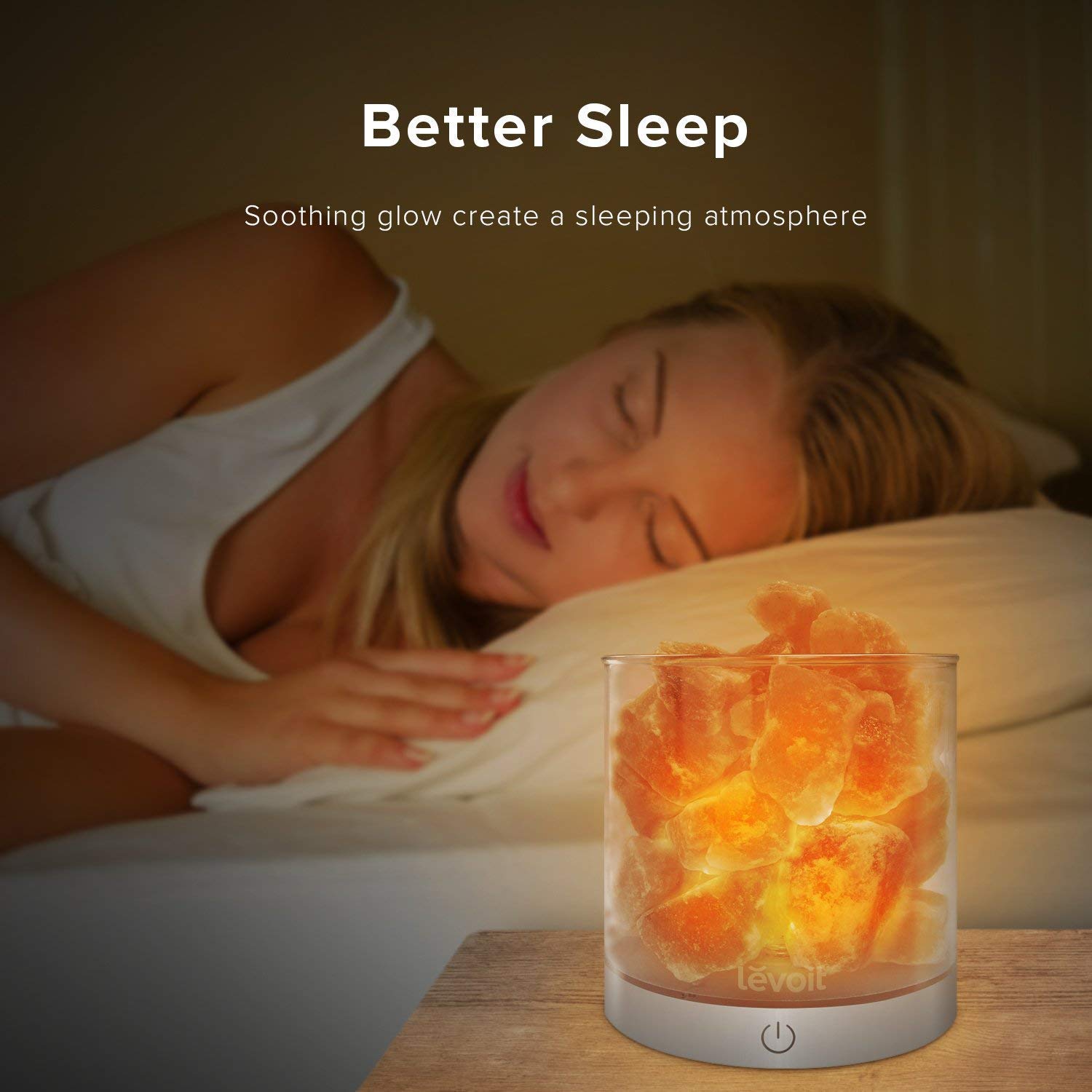 LEVOIT Cora Himalayan Pink Rock Crystal Night Light, ETL Certified, Dimmable Touch Switch, Gift Lamp