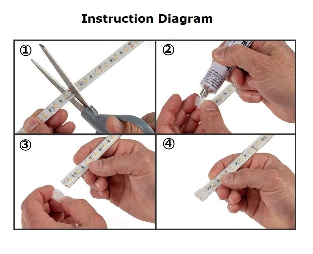 Msdusa 50 Pack End Cap Cover With Sealant For 10Mm Wide Waterproof Silicone Led Strip Light