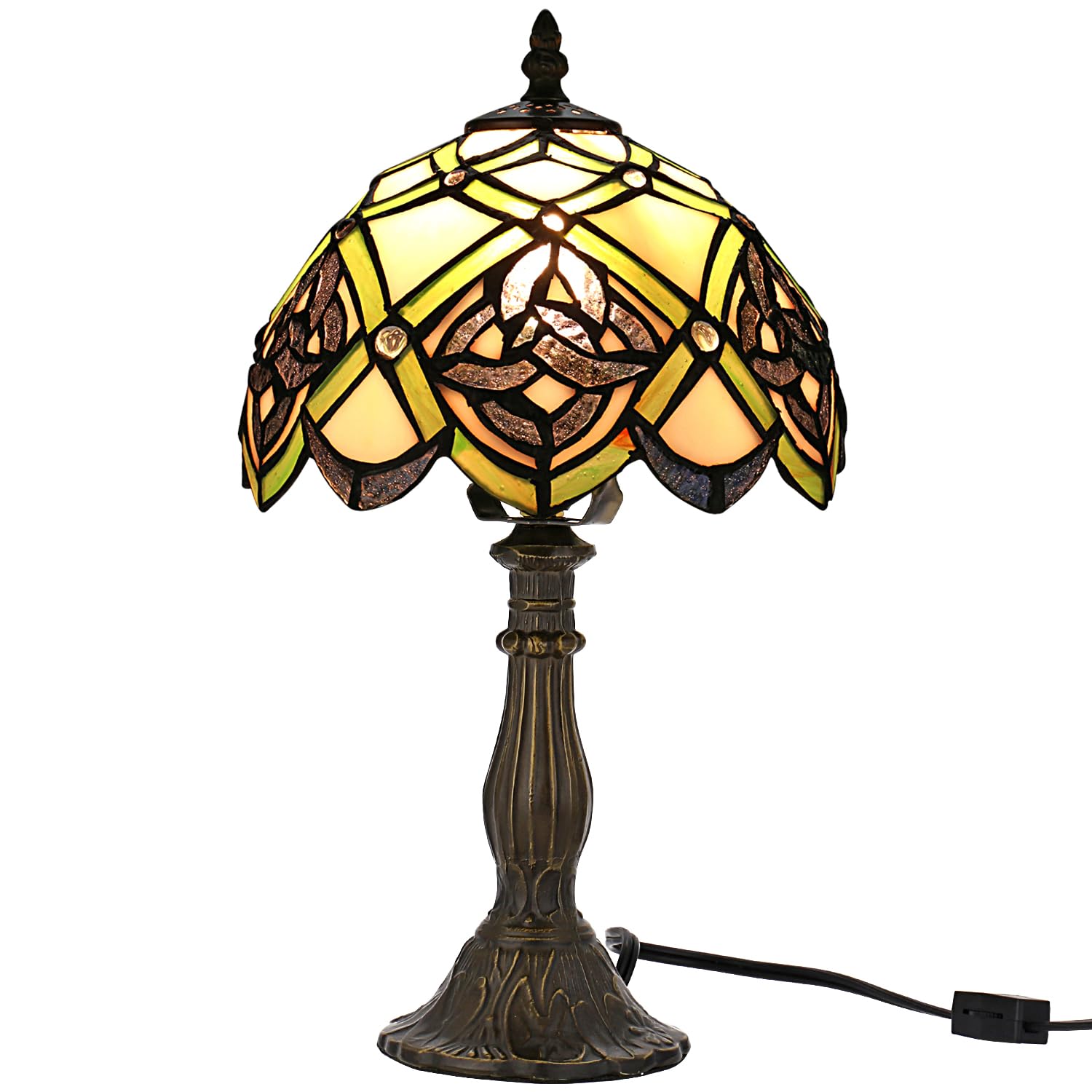 KY&BOSAM Tiffany Table Lamps Irish Celtic Stained Glass Light Lamp 17500 Lumen Style Shade E26 Bulb Holder Metal Base 8*8*14 Inc