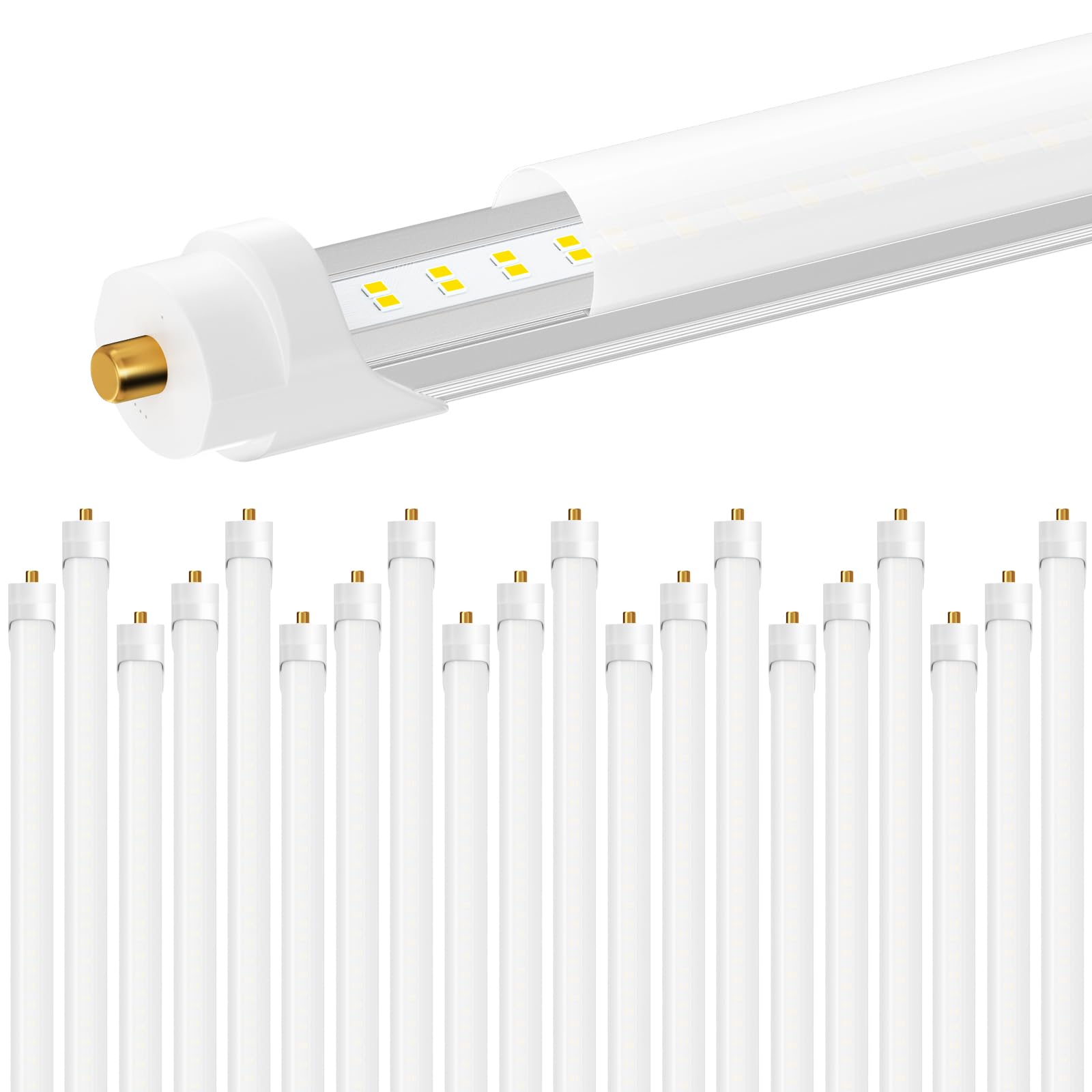 Onlylux 8Ft Led Bulbs,Led Tube Light 8 Foot 45W 6000Lm 6500K, Super Bright,T8 T10 T12 Single Pin Fa8 Lights, Milky Cover,8 Foot 