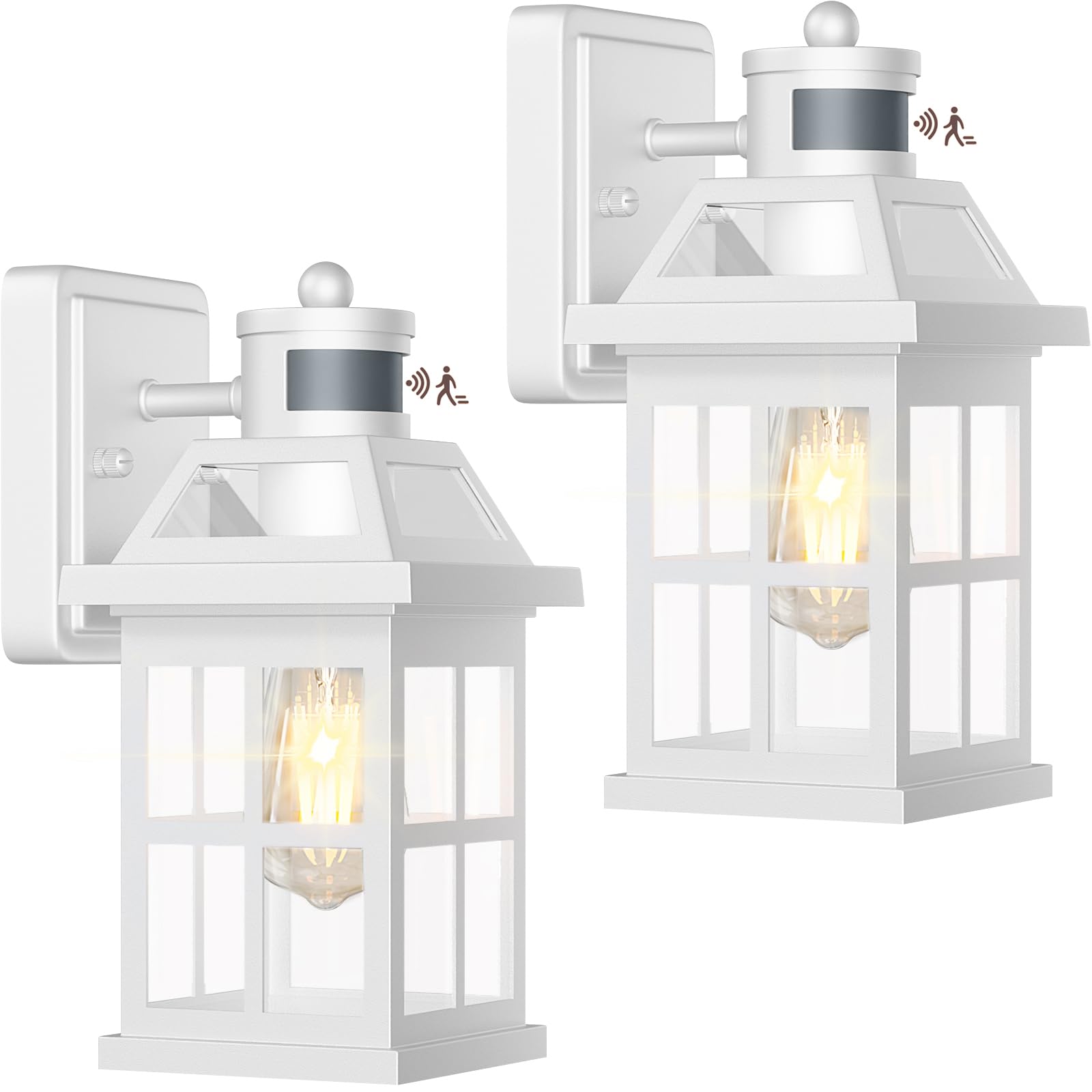 Roravilila White Motion Sensor Outdoor Porch Lights Upgraded, Anti-Rust Aluminum Wall Mounted Light Fixtures Coastal Exterior Li