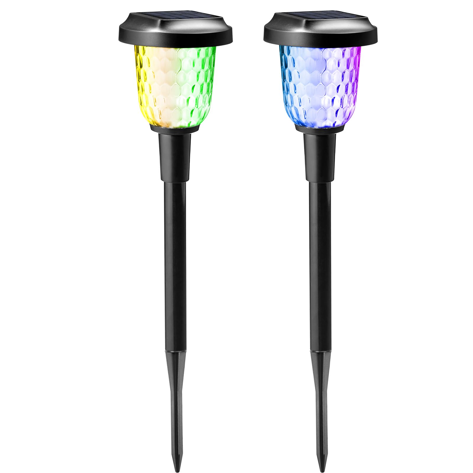 Umickoo Solar Outdoor Lights Garden, Color Changing Solar Lights Colorful Bright Glass Pathway Lights,Waterproof Solar Powered L