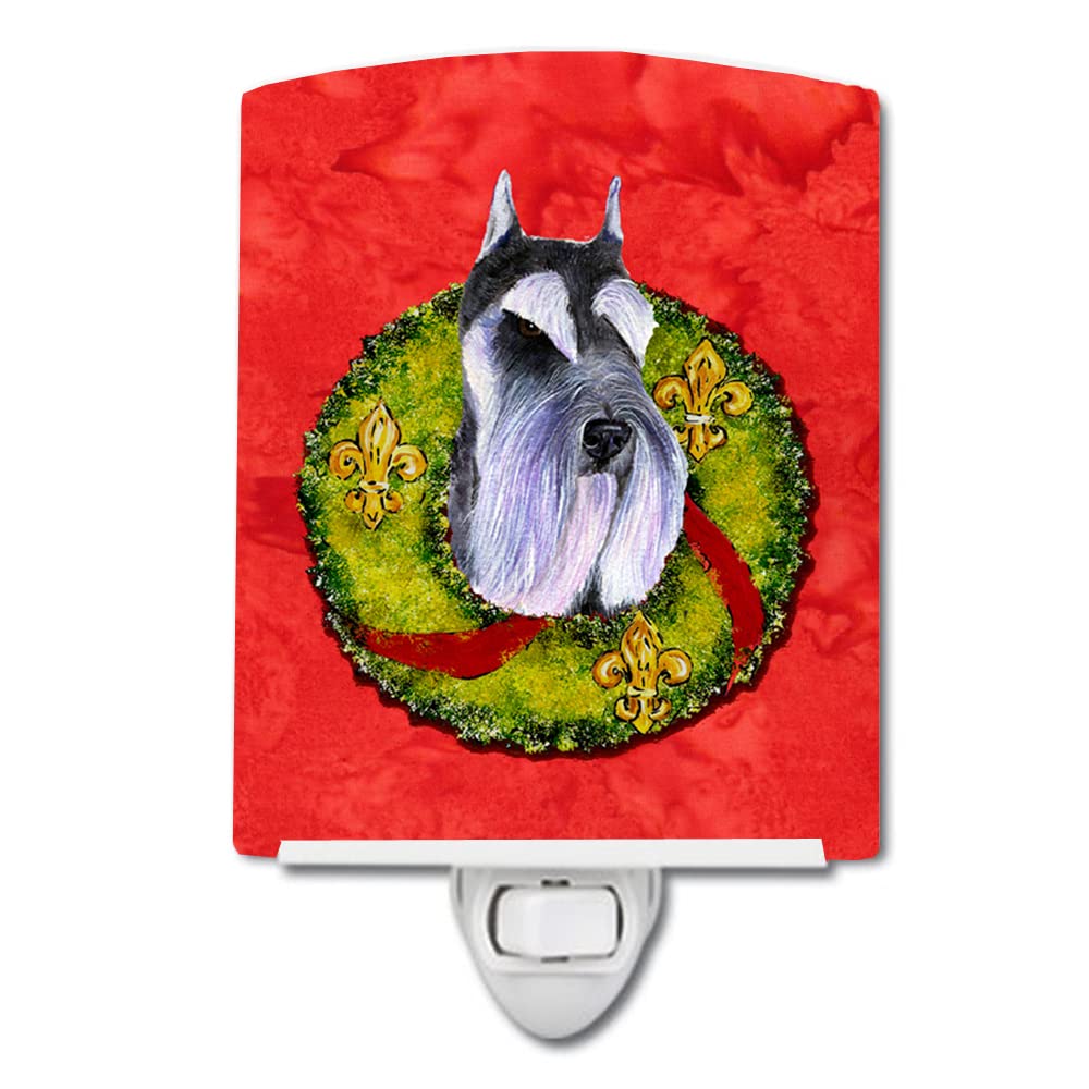 Carolines Treasures Ceramic Night Light Schnauzer Wreath 6x4x3in UL-Certified for Bedroom, Bathroom, Nursery, Multicolor