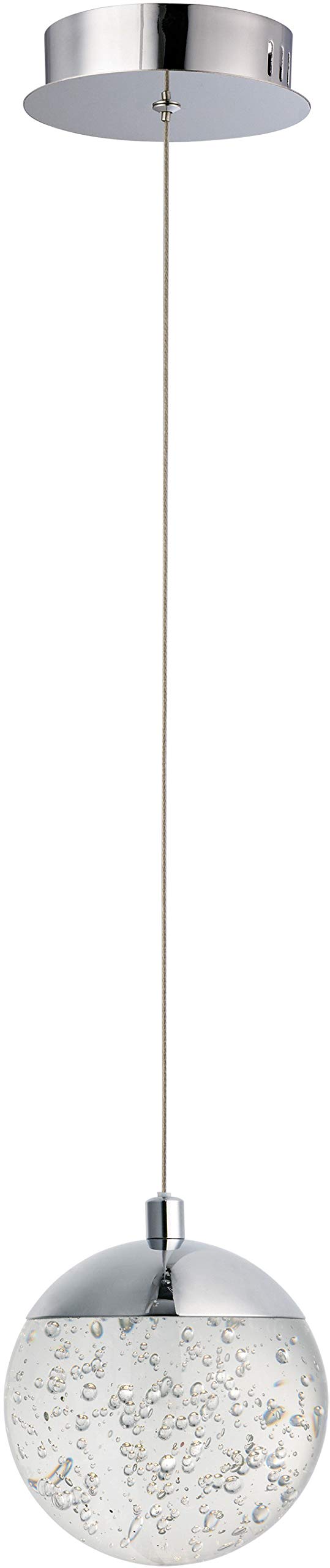 ET2 Lighting Orb II 1-Light Pendant | Polished Chrome Finish | Steel & Bubble Glass | Modern Hanging Pendant Light for Kitchen I