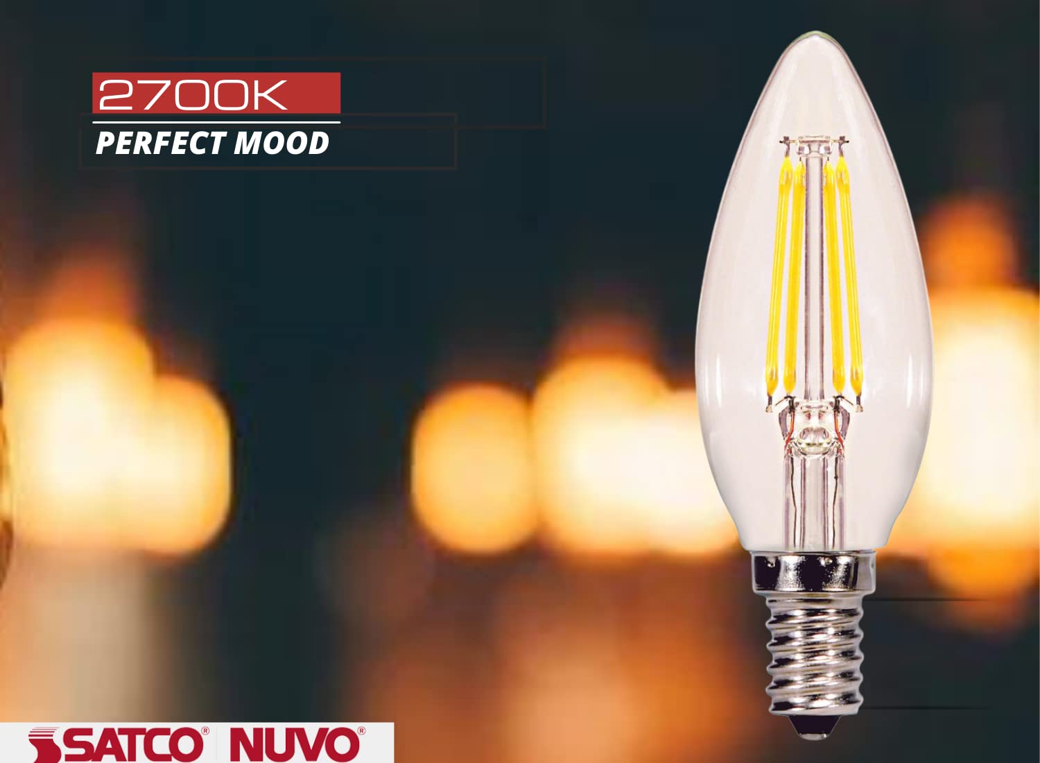 Satco Candelabra Bulb, Model S29877, Clear Glass Finish
