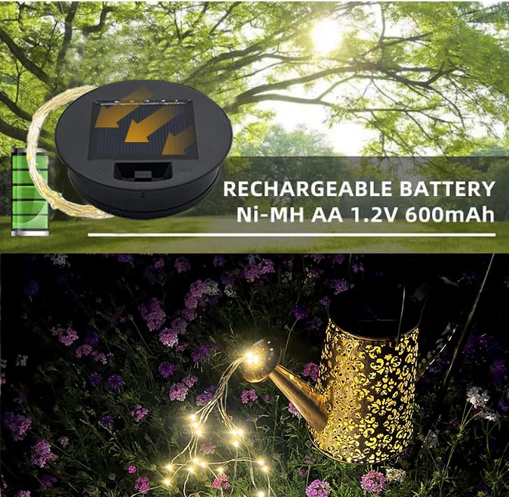 Solar-Replacement Top Lantern Waterproof String - 2 Packs Round Panels Copper Wire Accessories For Garden Watering Can Lights Ou