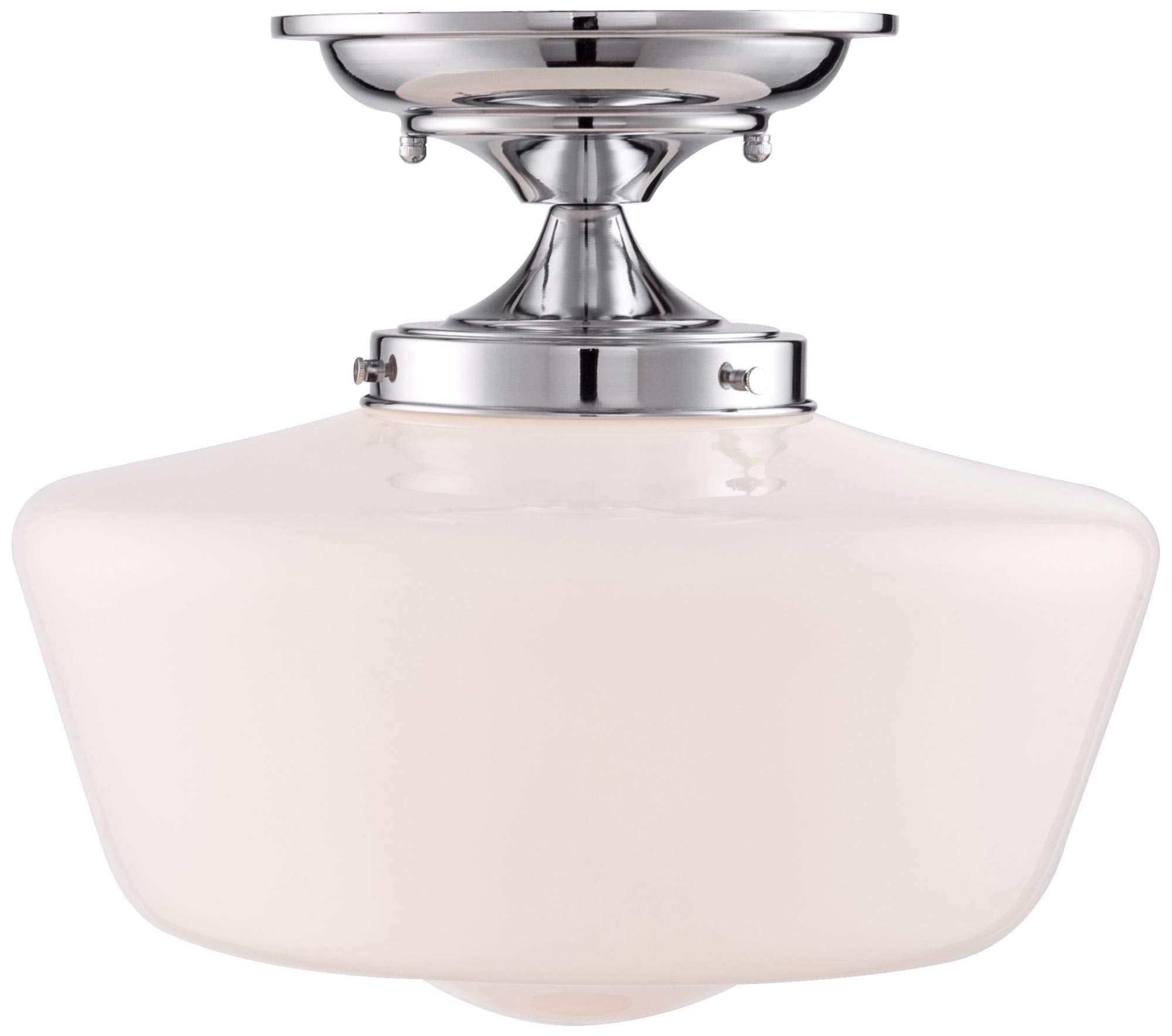 Regency Hill Floating Rustic Farmhouse Ceiling Light Semi Flush-Mount Fixture 12'' Wide Chrome Opal White Glass Shade for Bedroo