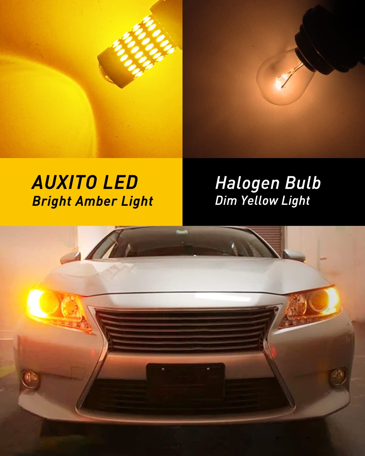 Auxito 3157 Led Bulbs Amber, 500% Brighter 3056 3156 3057 4157 Led 102-Smd Chipsets With Projector For Turn Signal Blinker Marke