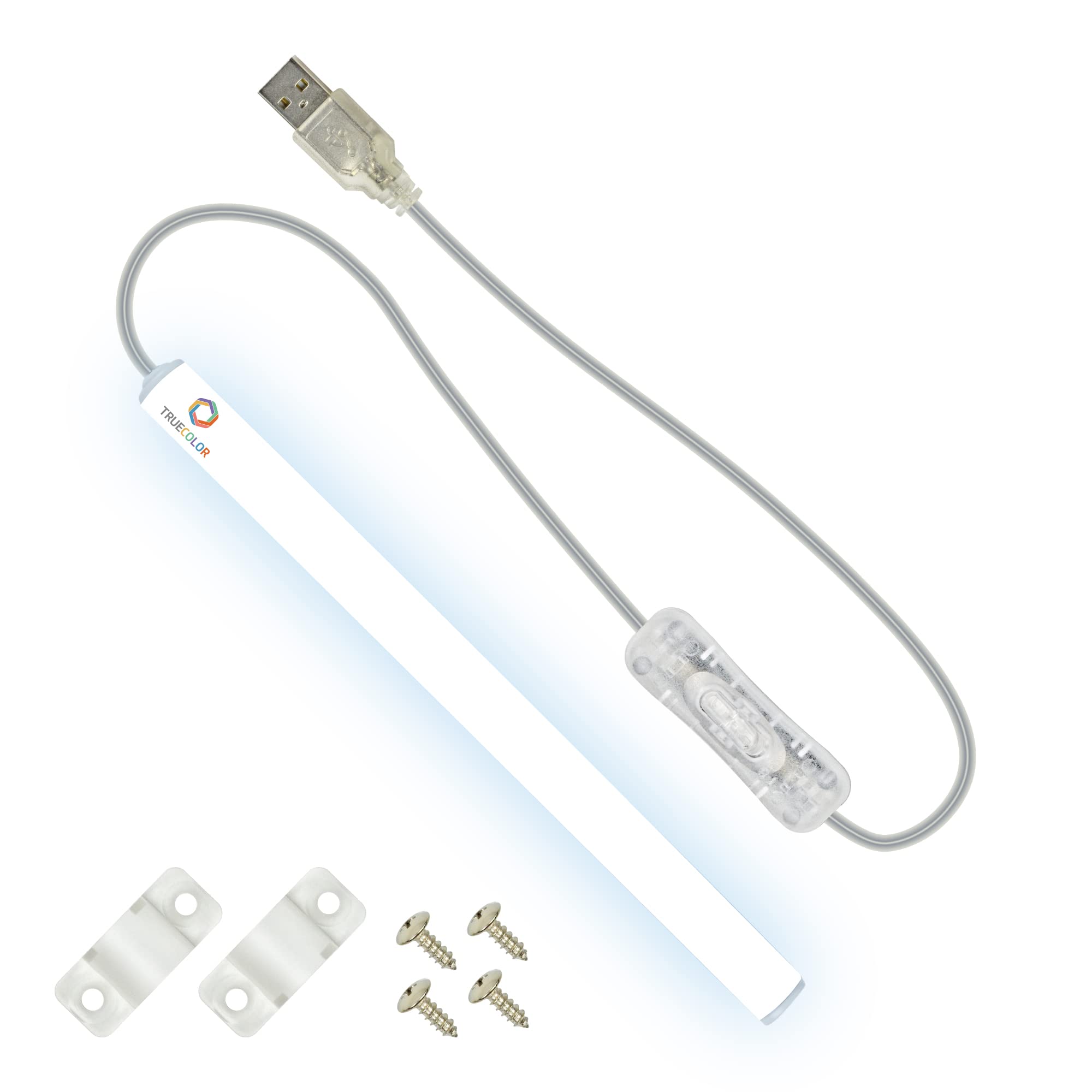 Truecolor Usb-Powered Led Light Bar With Frosted Cover For Under Cabinet, Under Monitor, Tv Backlight – Easy-Install - Adhesive & Mounting Brackets Included - 100,000 Hours Lifetime (8&quot;, Daylight)